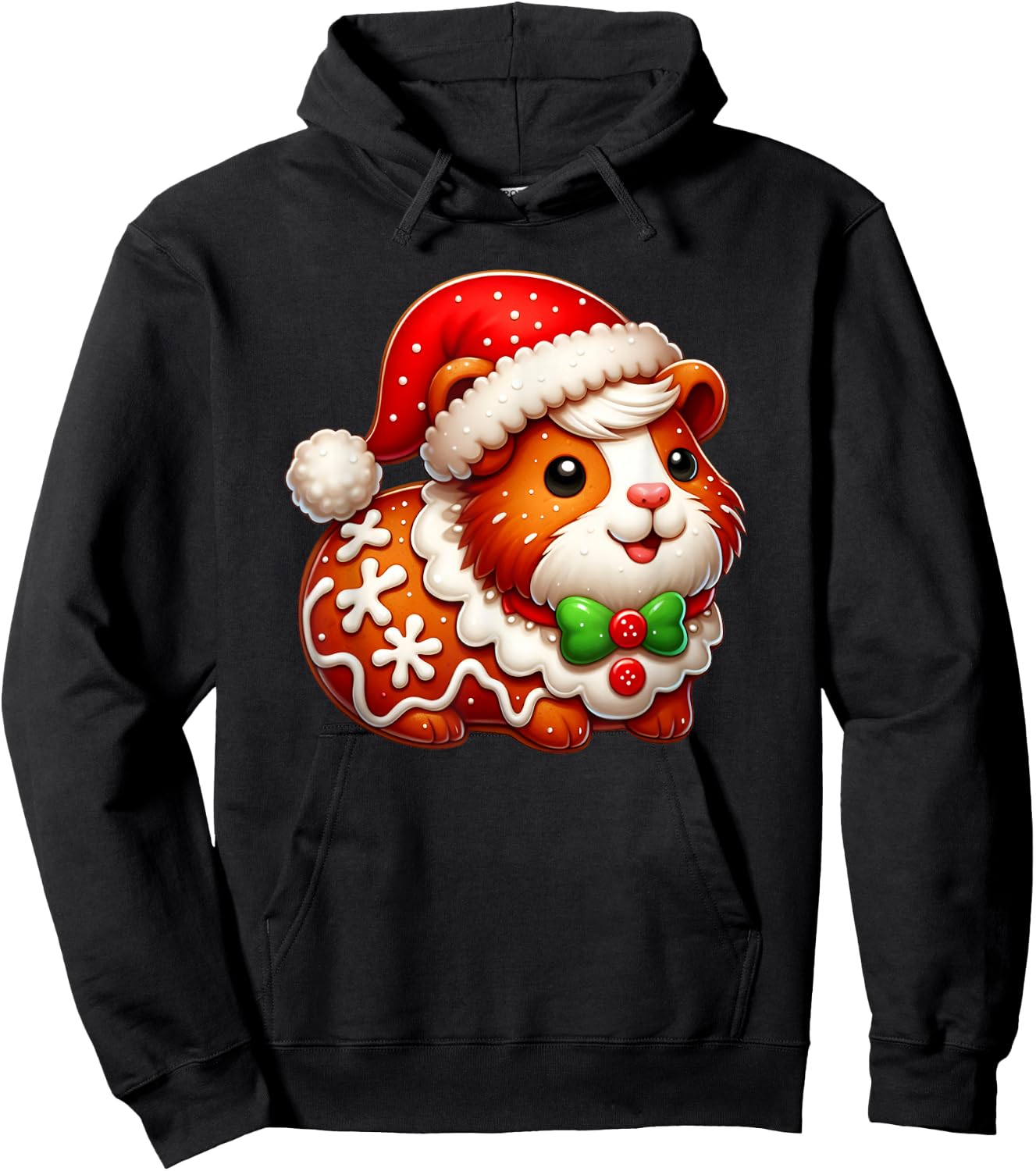 Funny Gingerbread Man Guinea Pig Christmas Kids Hoodie - Hoodie | Black