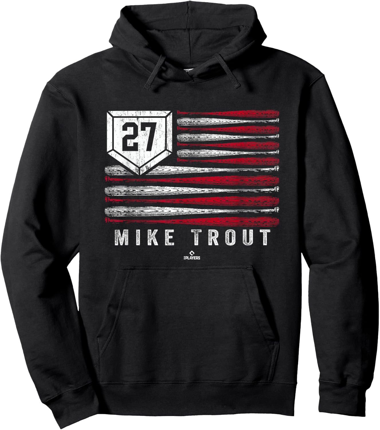 Vintage US Flag Baseball Stripes Mike Trout Los Angeles Hoodie - Hoodie | Black
