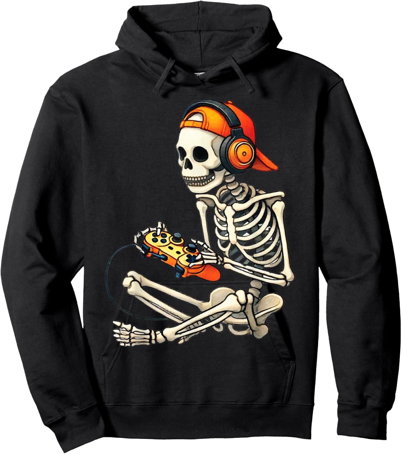 Halloween Skeleton Gamer Video Gaming Boys Men Kids Hoodie - Hoodie | Black