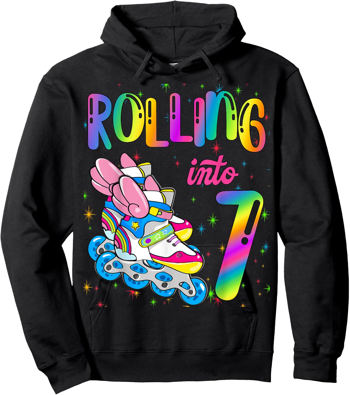Rolling Into 7 years Let's Roll I'm Turning 7 Roller Skate Hoodie - Hoodie | Black