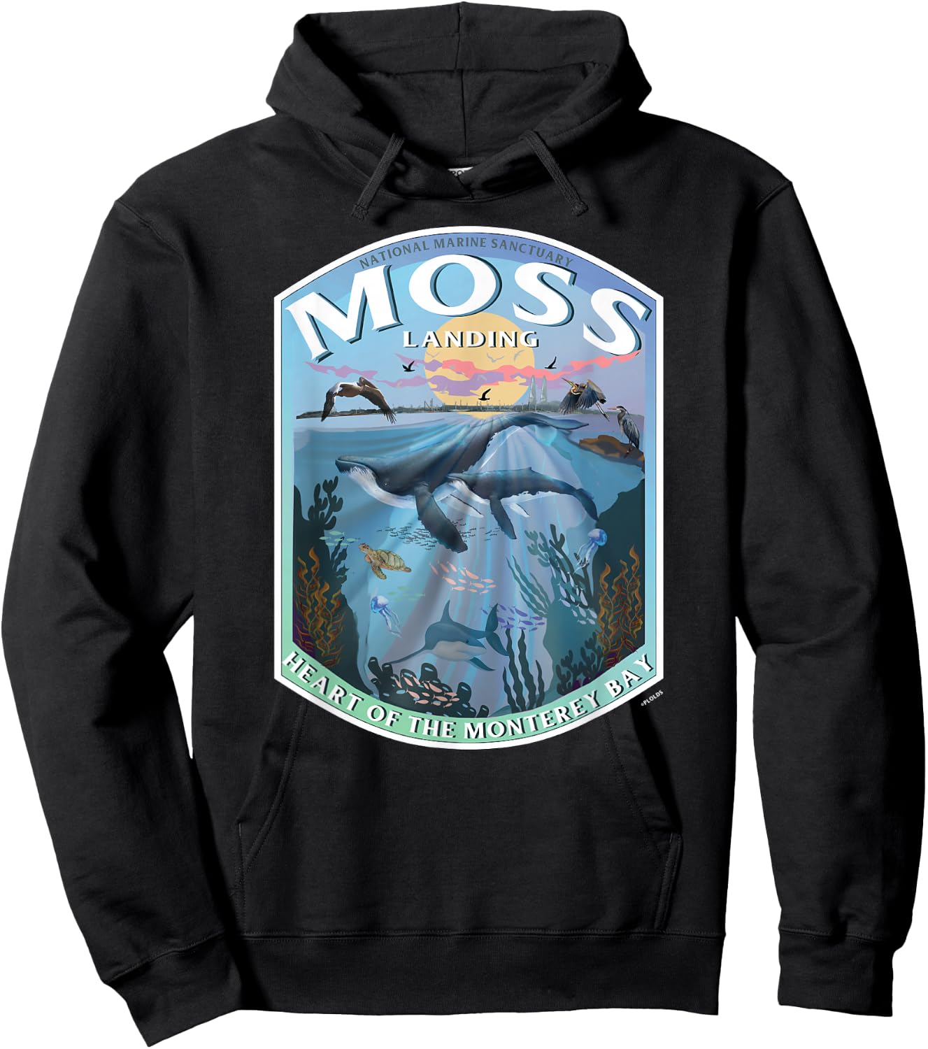 Moss Landing California Monterey Heart of the Bay Souvenir Hoodie - Hoodie | Black