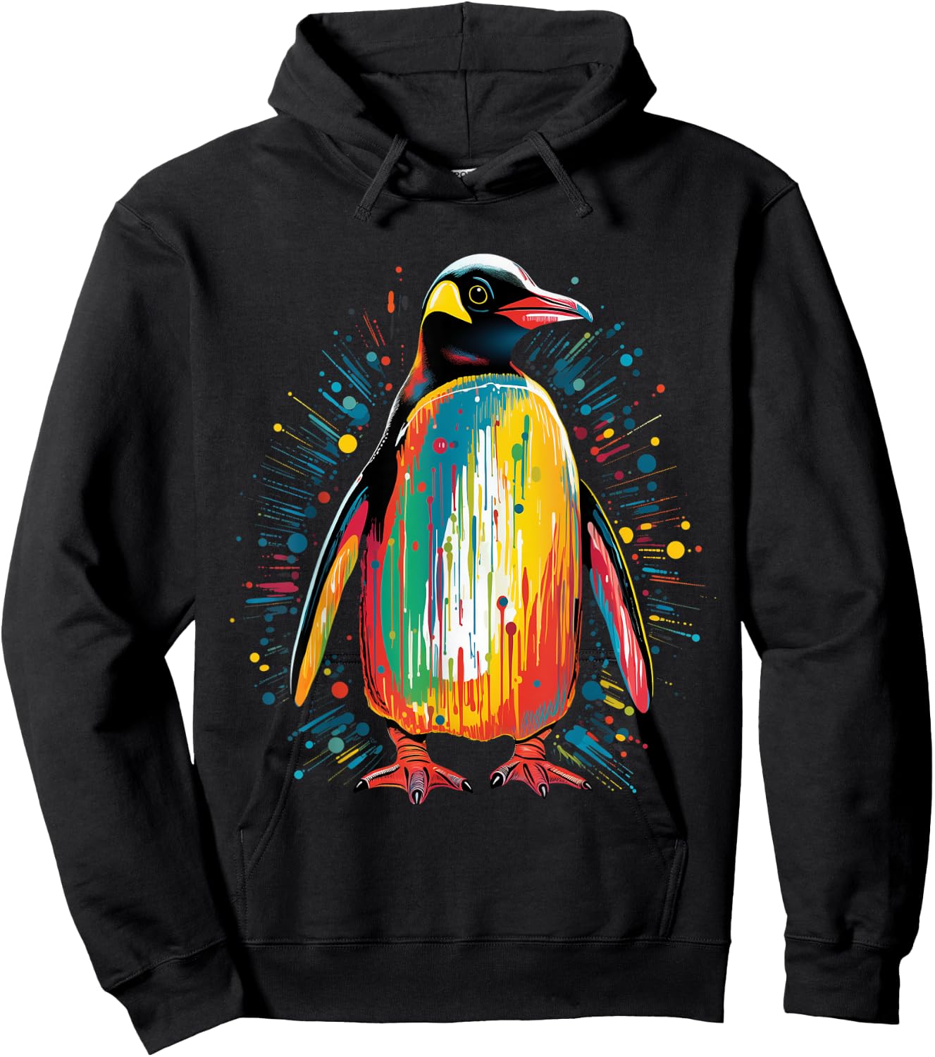Penguin Colorful Artwork Kids Penguin Lover Hoodie - Hoodie | Black
