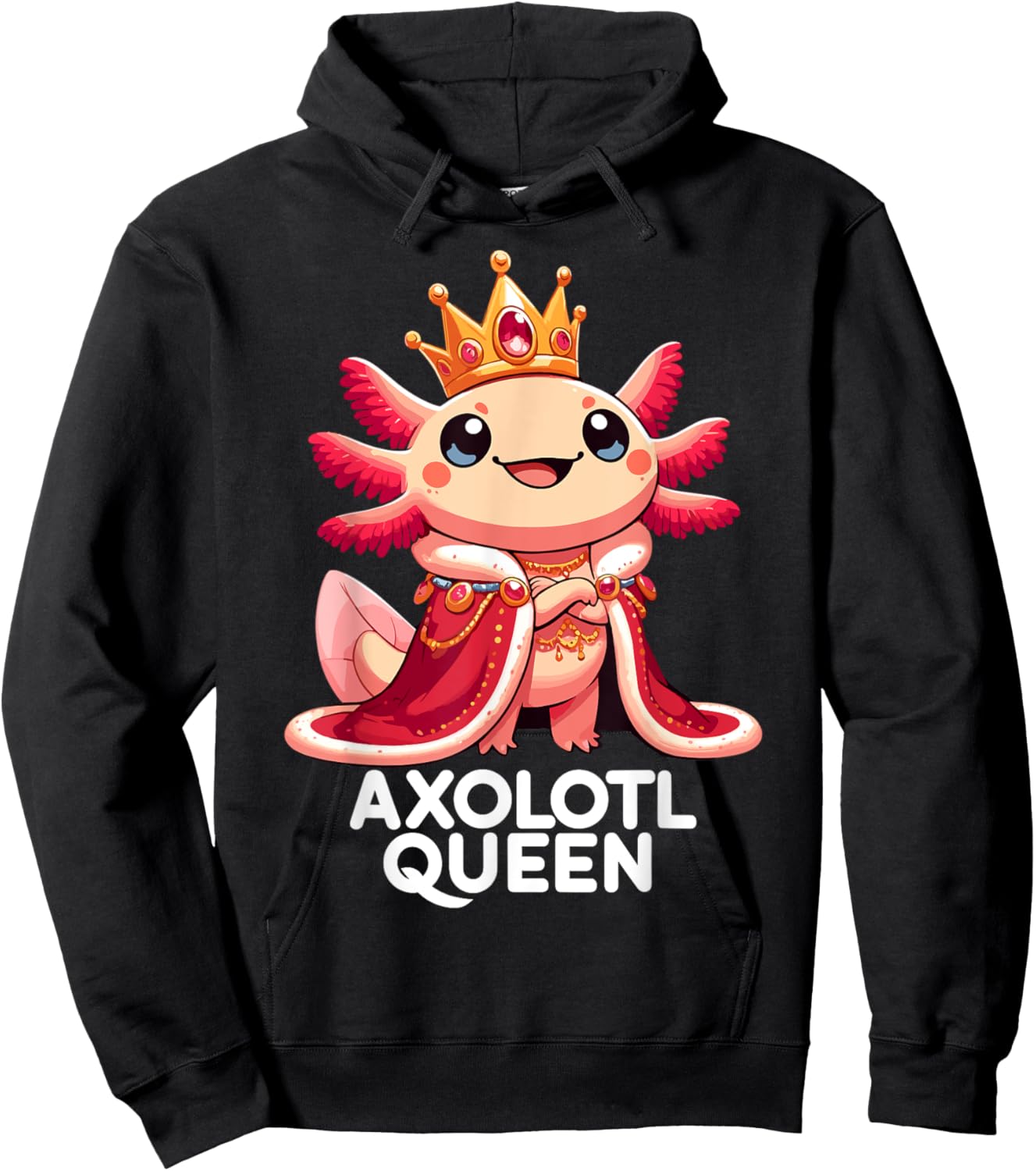 Axolotl Queen Cute Kawaii Axolotl Hoodie - Hoodie | Black