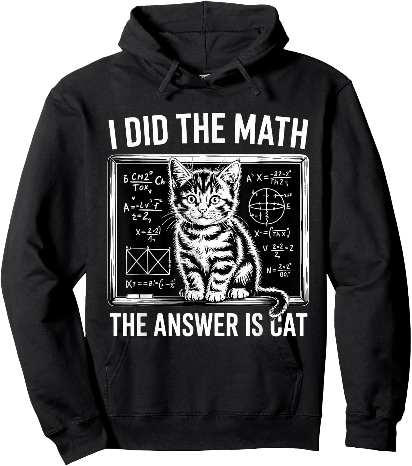I Did Math The Answer is Cat Mathematics Funny Math Cat Hoodie - Hoodie | Black