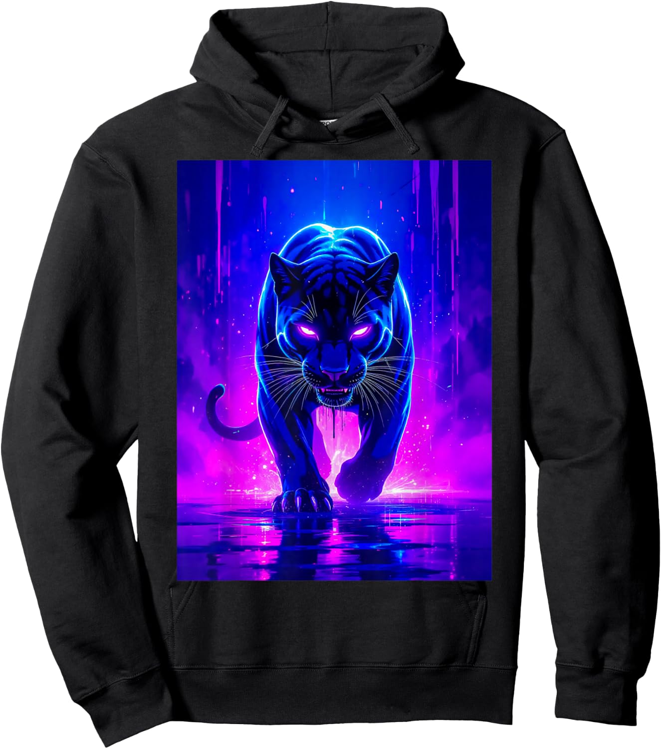 Une panthère féroce Brille dans des Flammes électriques Violettes et Roses Hoodie - Hoodie | Black