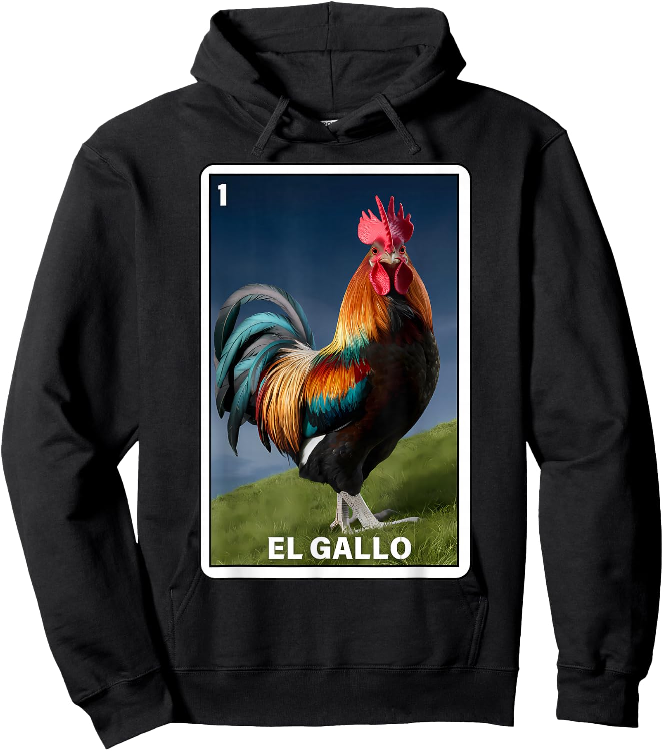 El Gallo Mexican Lottery Bingo Game Traditional Rooster Card Hoodie - Hoodie | Black