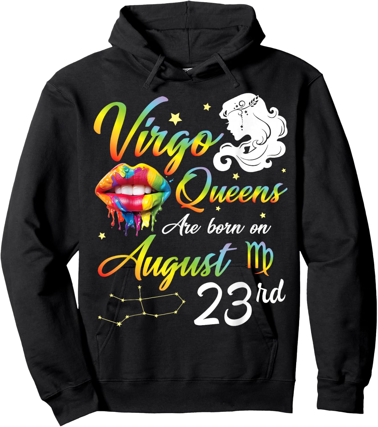 Virgo Queens Are Born On August 23rd Happy Birthday To Me Hoodie - Hoodie | Black