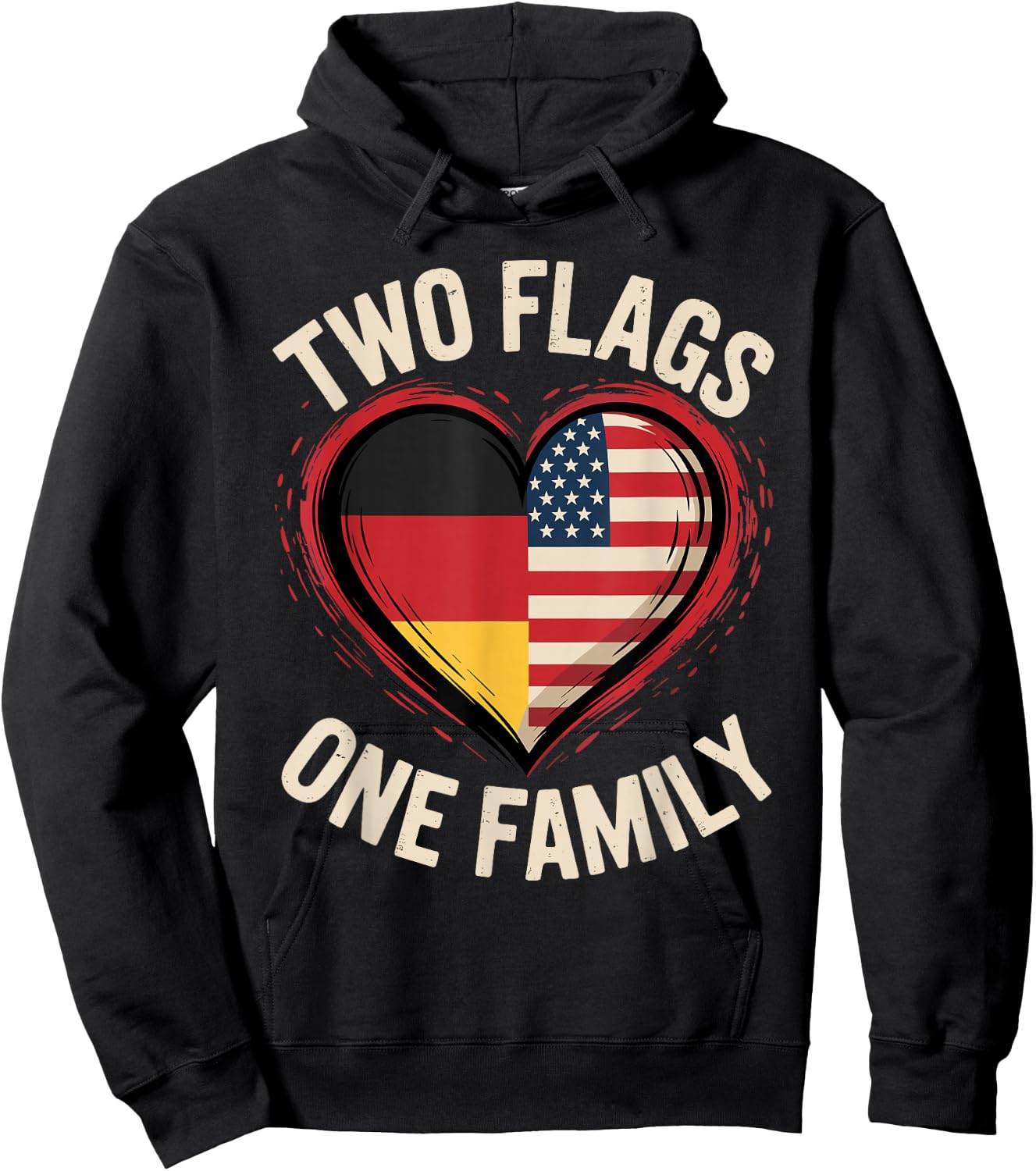 Two Flags One Family American German USA America Germany Hoodie - Hoodie | Black