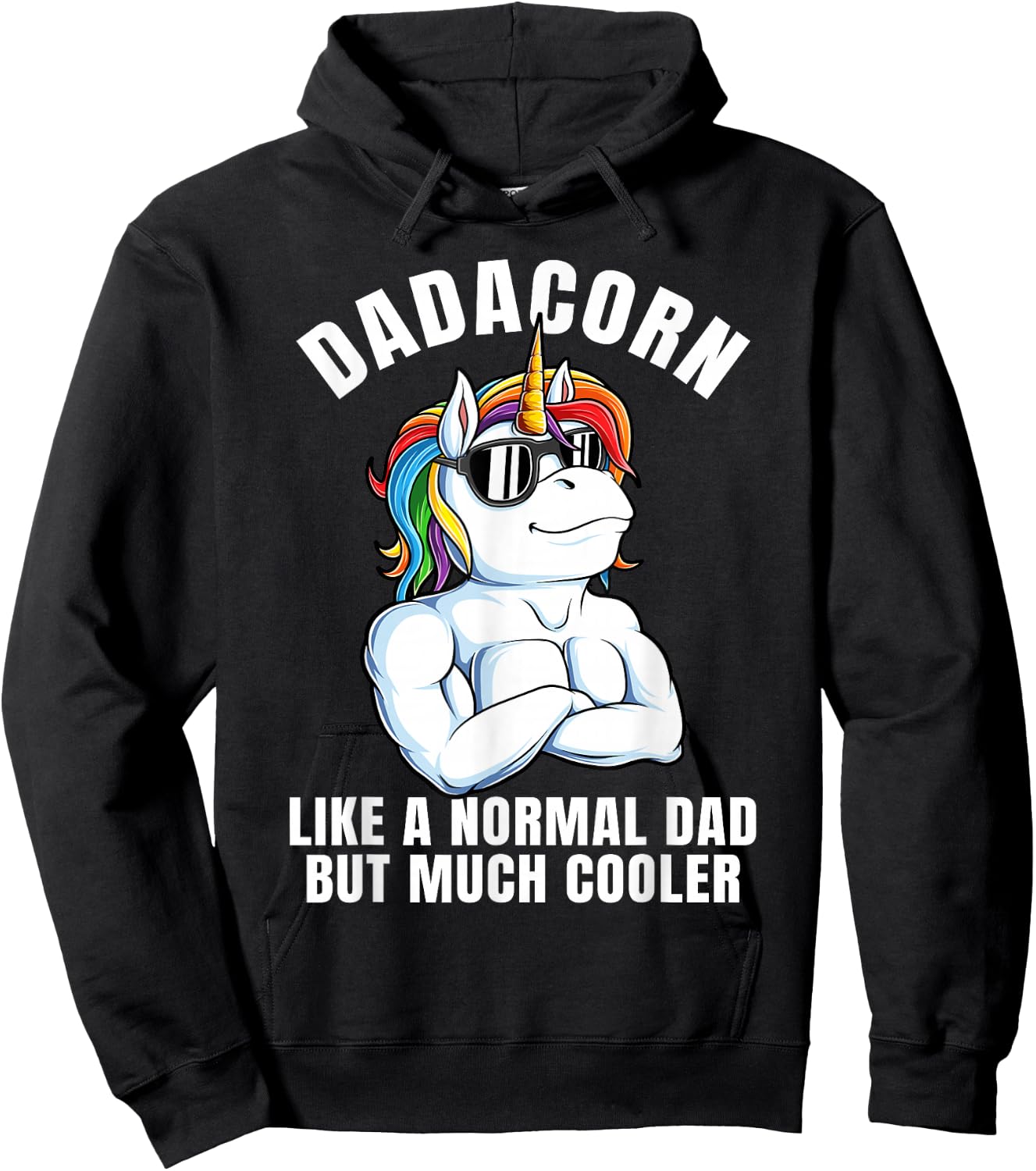 Dadacorn Cool Rainbow Dad Unicorn Costume Hoodie - Hoodie | Black