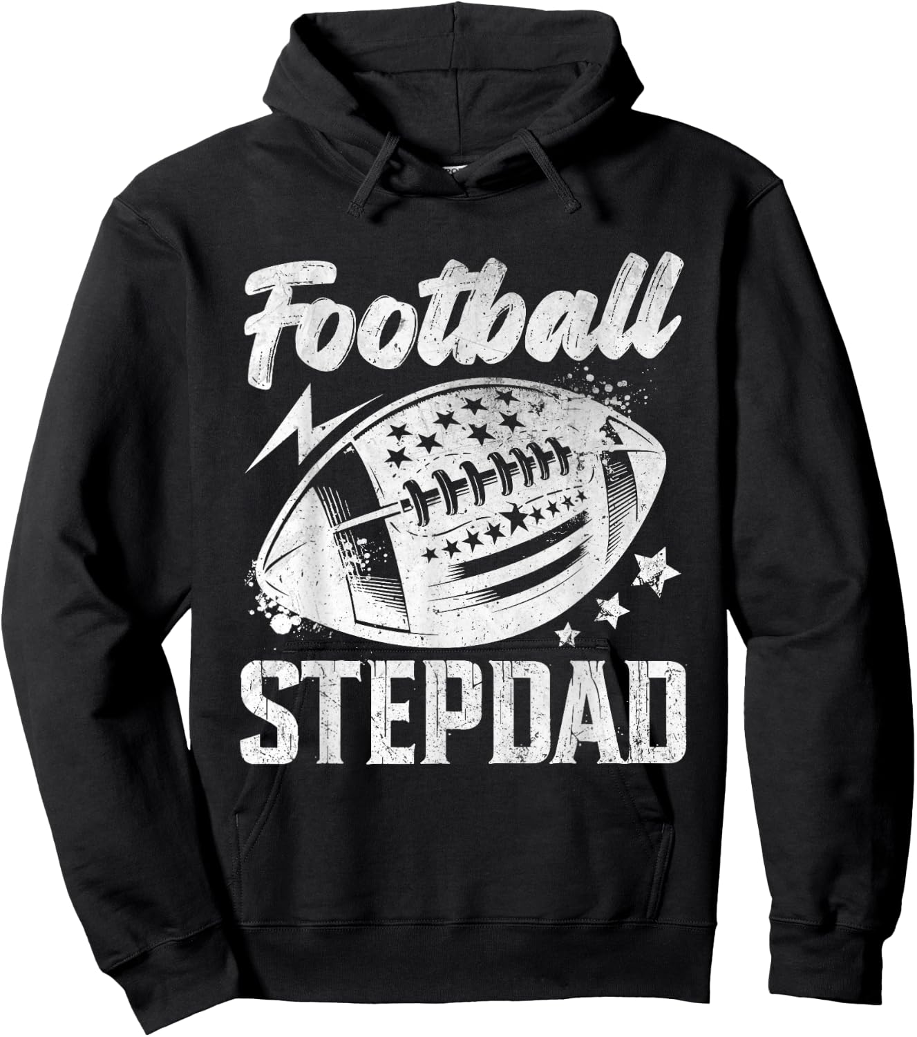 Vintage Football Stepdad Gifts For Father's Day Dad Grandpa Hoodie - Hoodie | Black