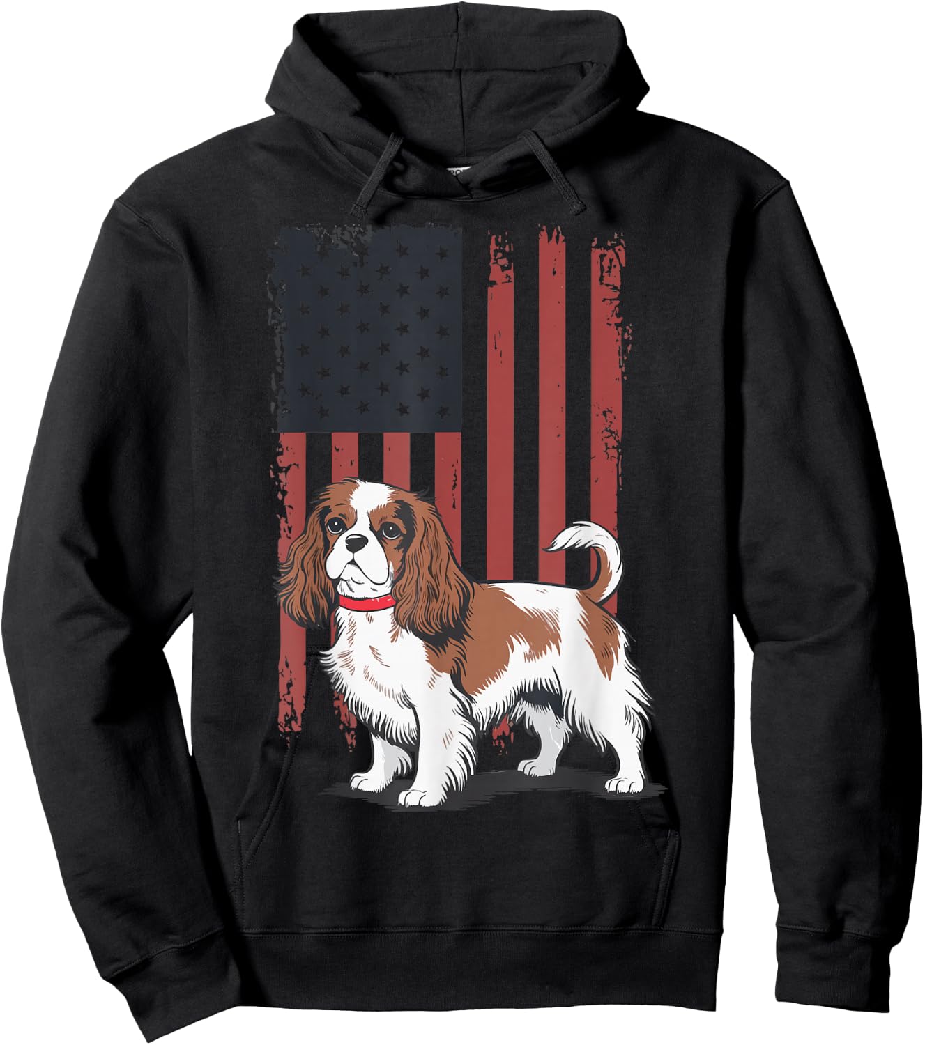 Cavalier King Charles Spaniel USA Flag Hoodie - Hoodie | Black