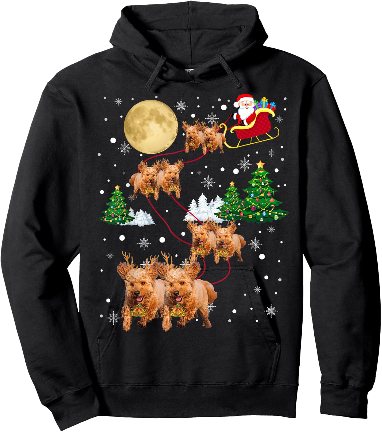 Goldendoodle Dog Tree Christmas Sweater Xmas Pet Dogs Gifts Women Kids Hoodie - Hoodie | Black