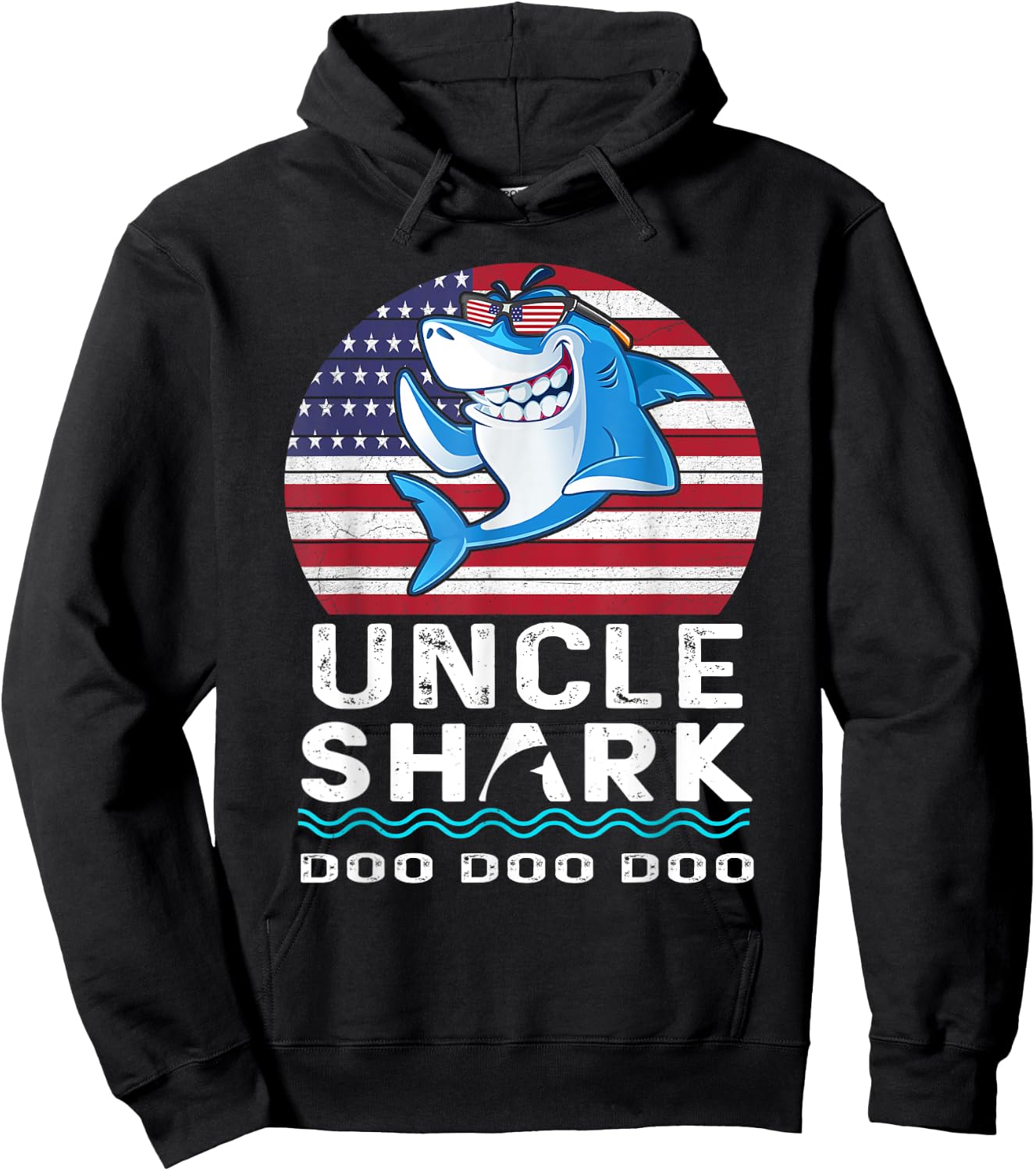 Uncle Shark Shirt Fathers Day Gift From Wife Son Daughter Hoodie - Hoodie | Black