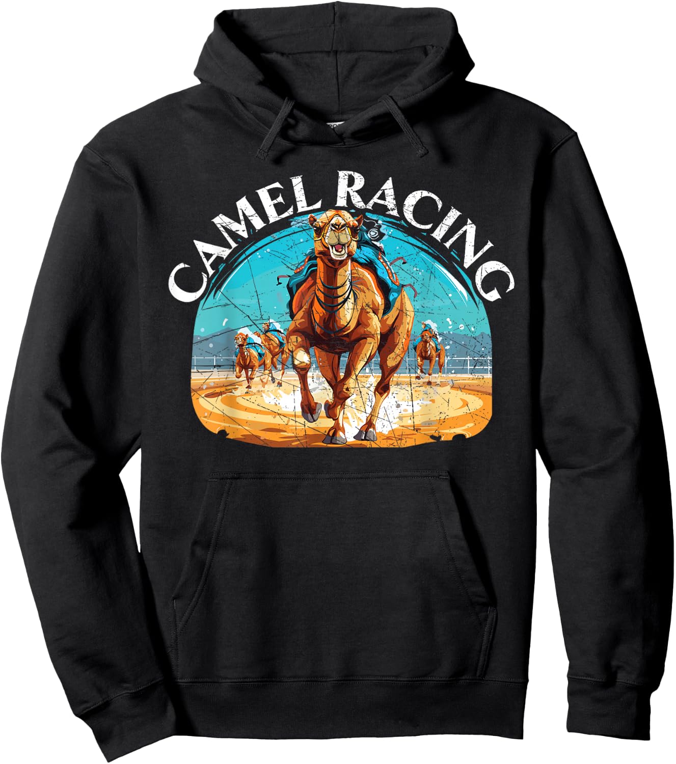Camel Racing Animal Race Hump Camel Riding Desert Sport Hoodie - Hoodie | Black