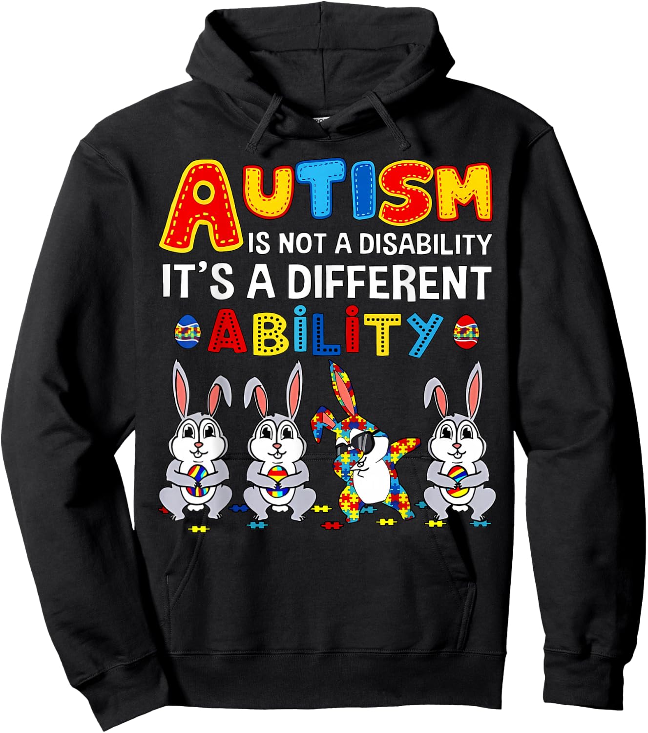 Bunny Autism Is Not A Disability, It's A Different Skill Hoodie - Hoodie | Black