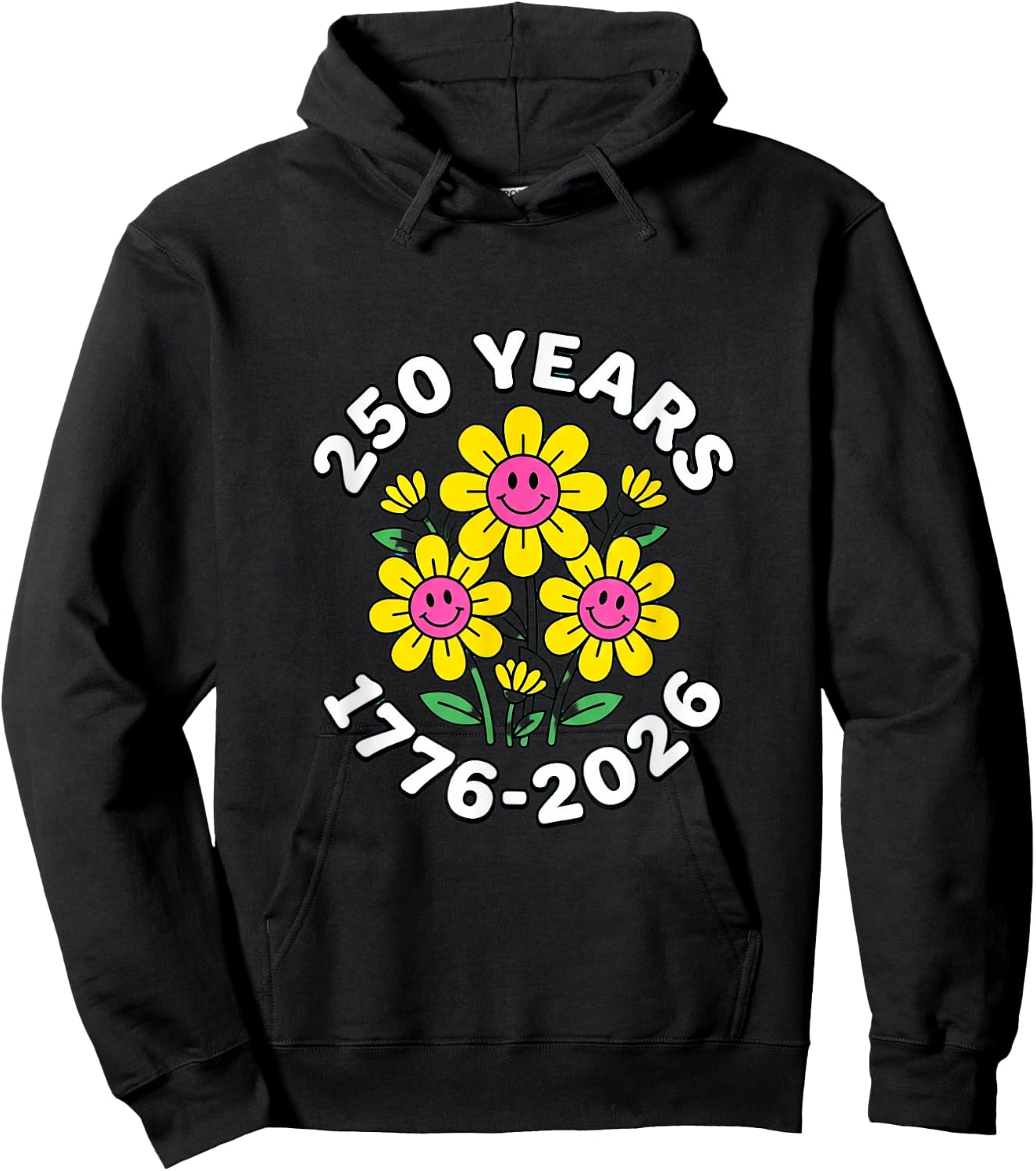 250 Years 250th Anniversary Retro Flowers Hoodie - Hoodie | Black