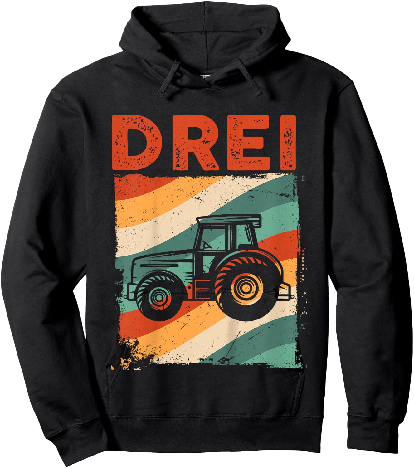 3. Geburtstag Retro Traktor Junge Trecker Bauer Kinder Hoodie - Hoodie | Black