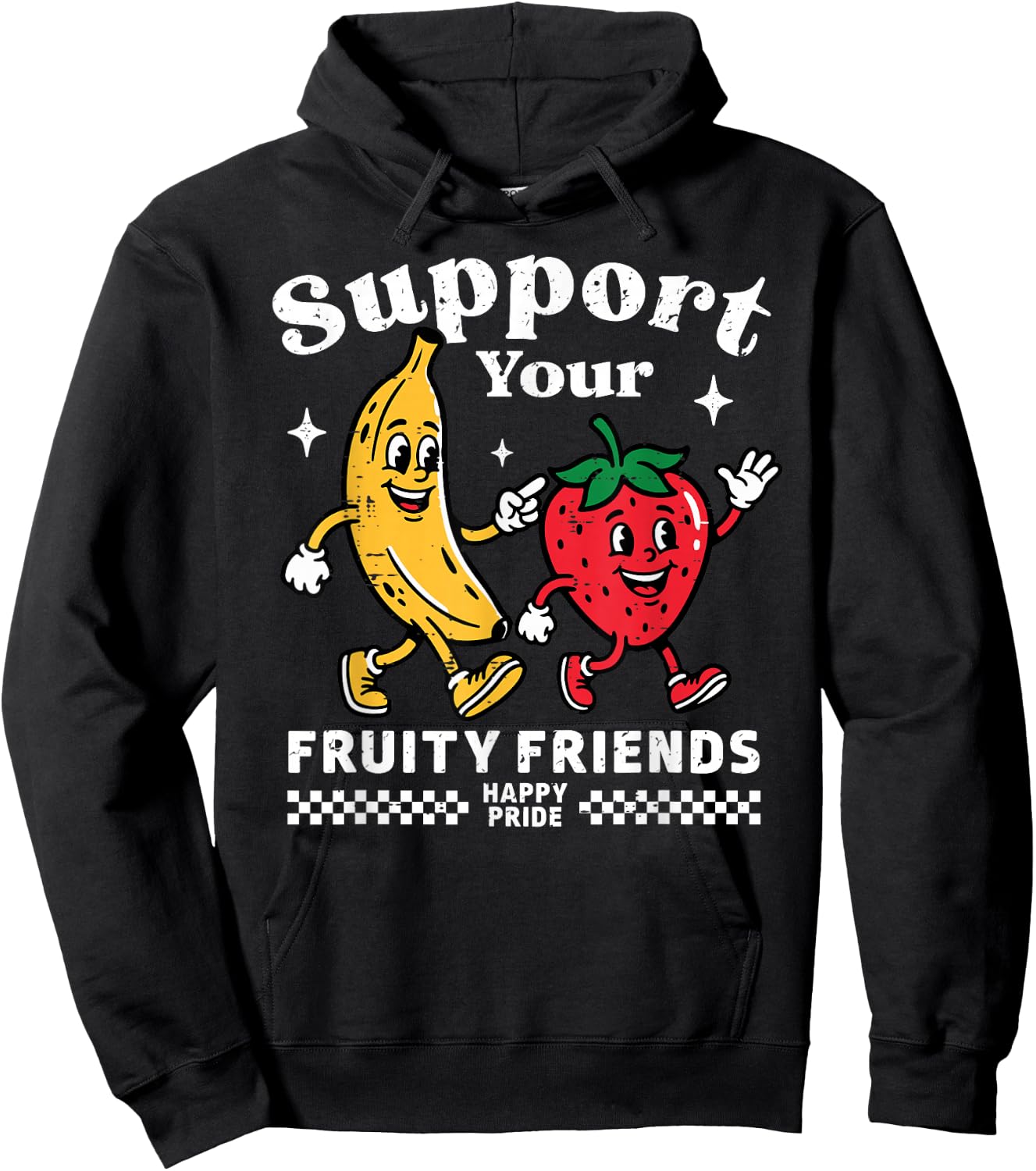 Support Your Fruity Friends Gay Pride Month LGBTQ Fruit Ally Hoodie - Hoodie | Black
