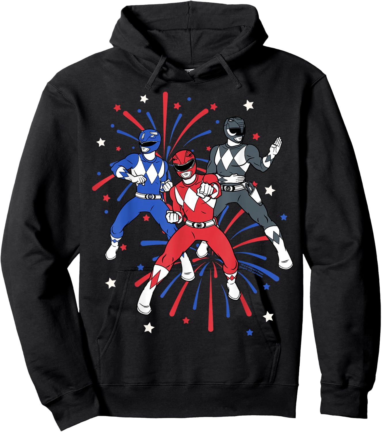 Power Rangers 4th of July Mighty Morphin Rangers Fireworks Hoodie - Hoodie | Black