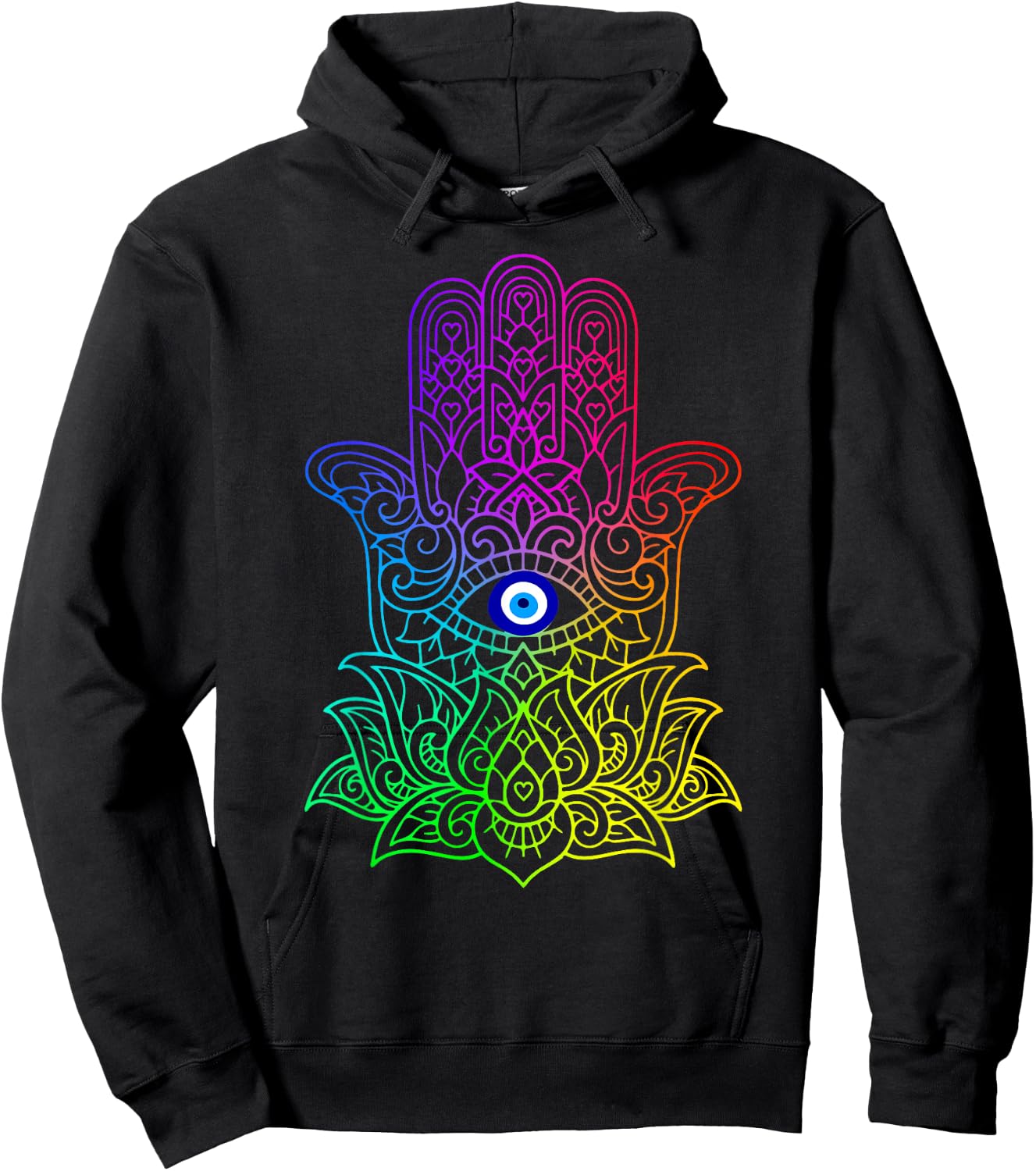 Hand of Hamsa Fatima Evil Turkish Tiger Eye Hoodie - Hoodie | Black