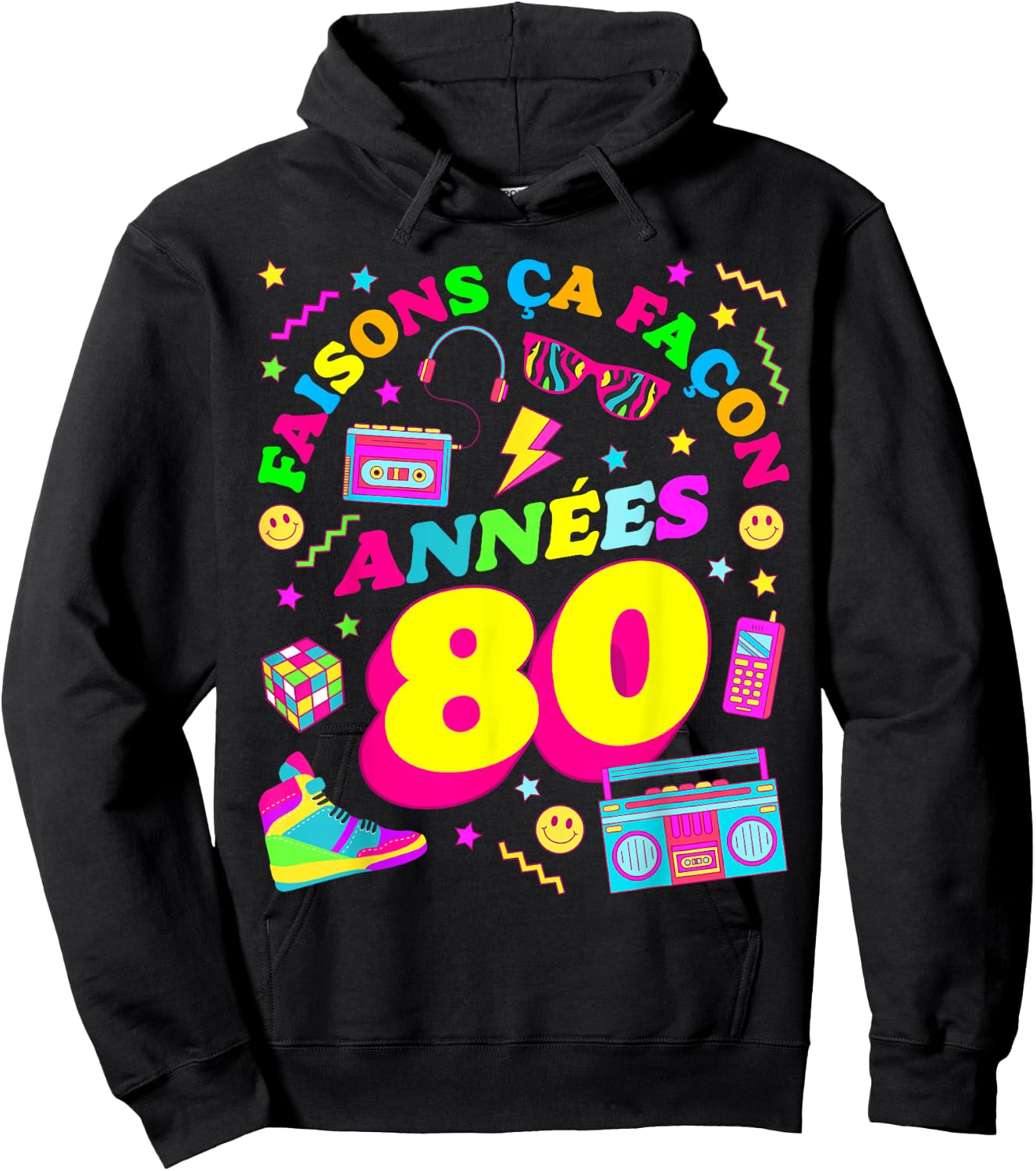 Party 80s Birthday Party 80s Retro Style , Black, S Hoodie - Hoodie | Black