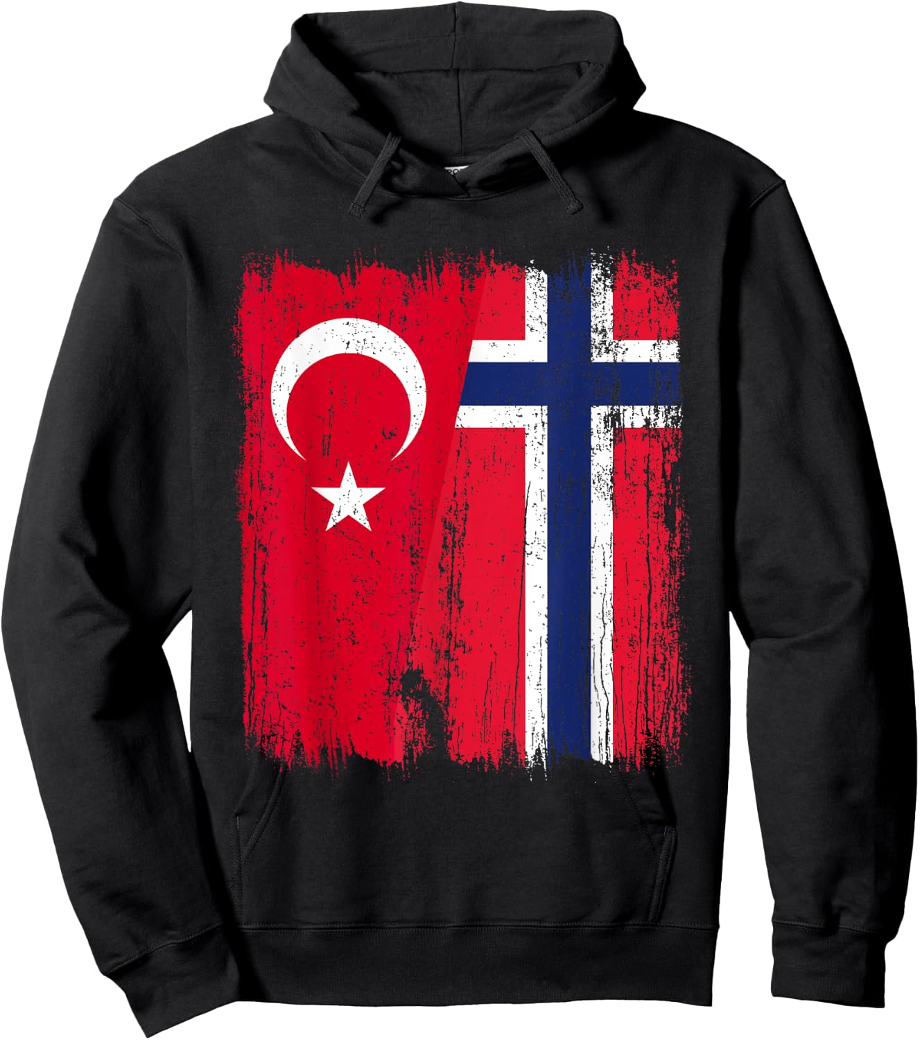 Turkey Norway Half Flag Turkish Norwegian Ancestry Hoodie - Hoodie | Black