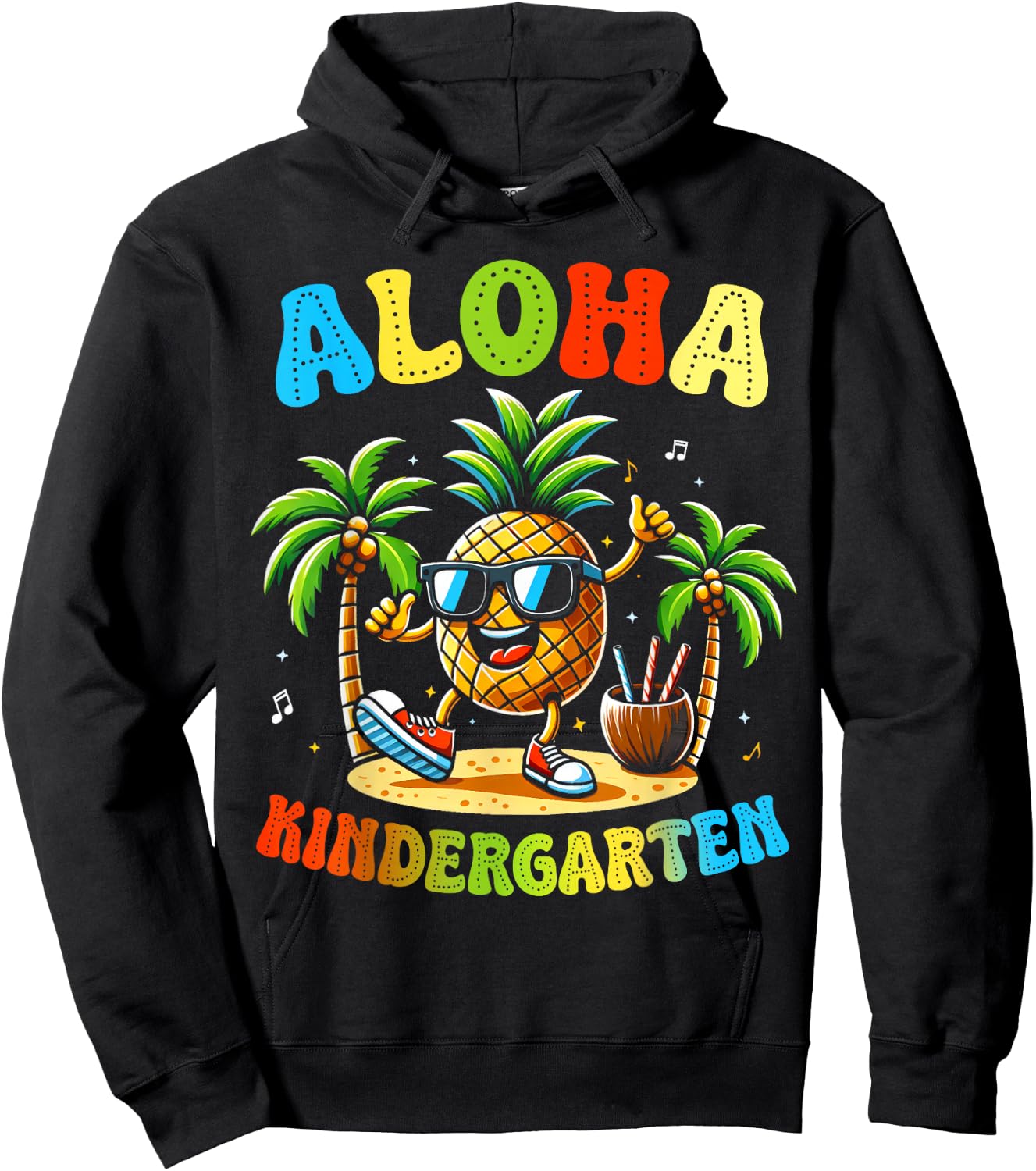 Funny Pinapple Beach Back To School Day Aloha Kindergarten Hoodie - Hoodie | Black