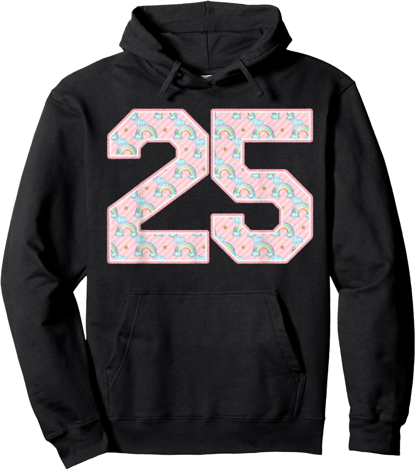 Jersey Player Number 25 Sports Pink Rainbow Girl Print Hoodie - Hoodie | Black