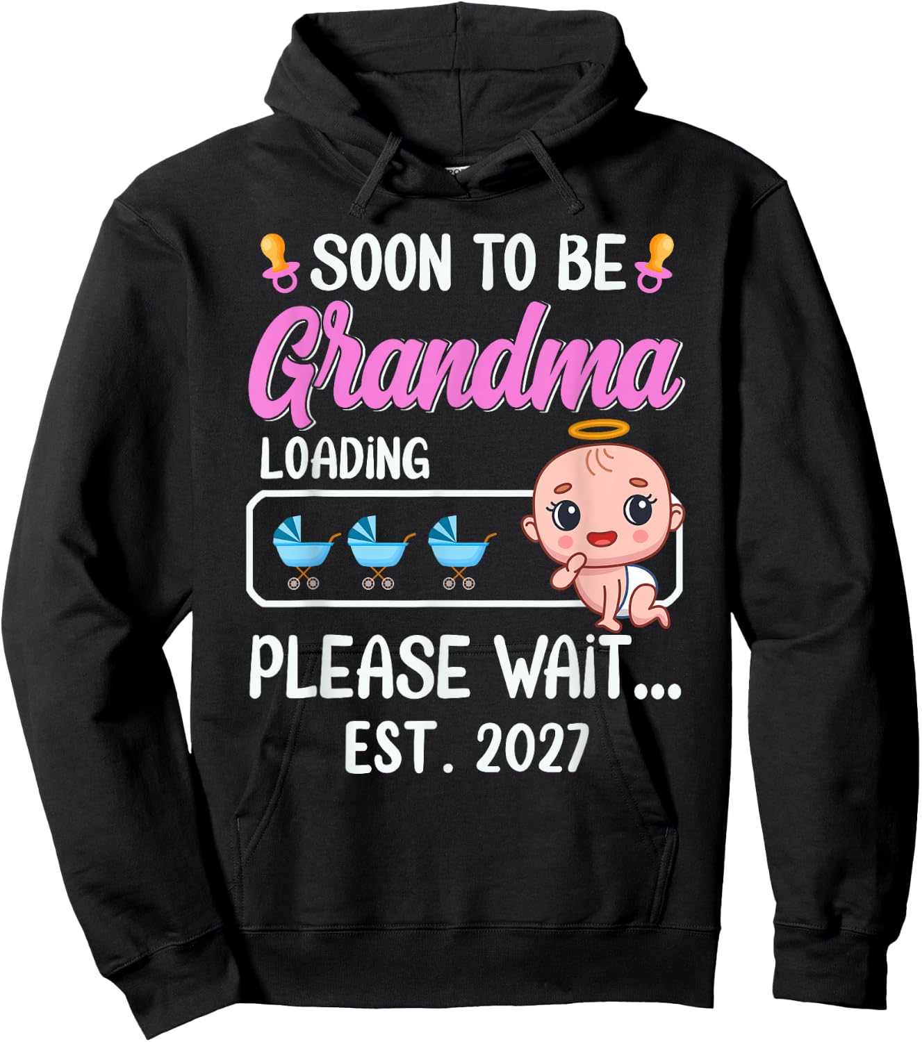 Soon to Be Grandma EST. 2027 2027 Funny Mommy & Mom Hoodie - Hoodie | Black