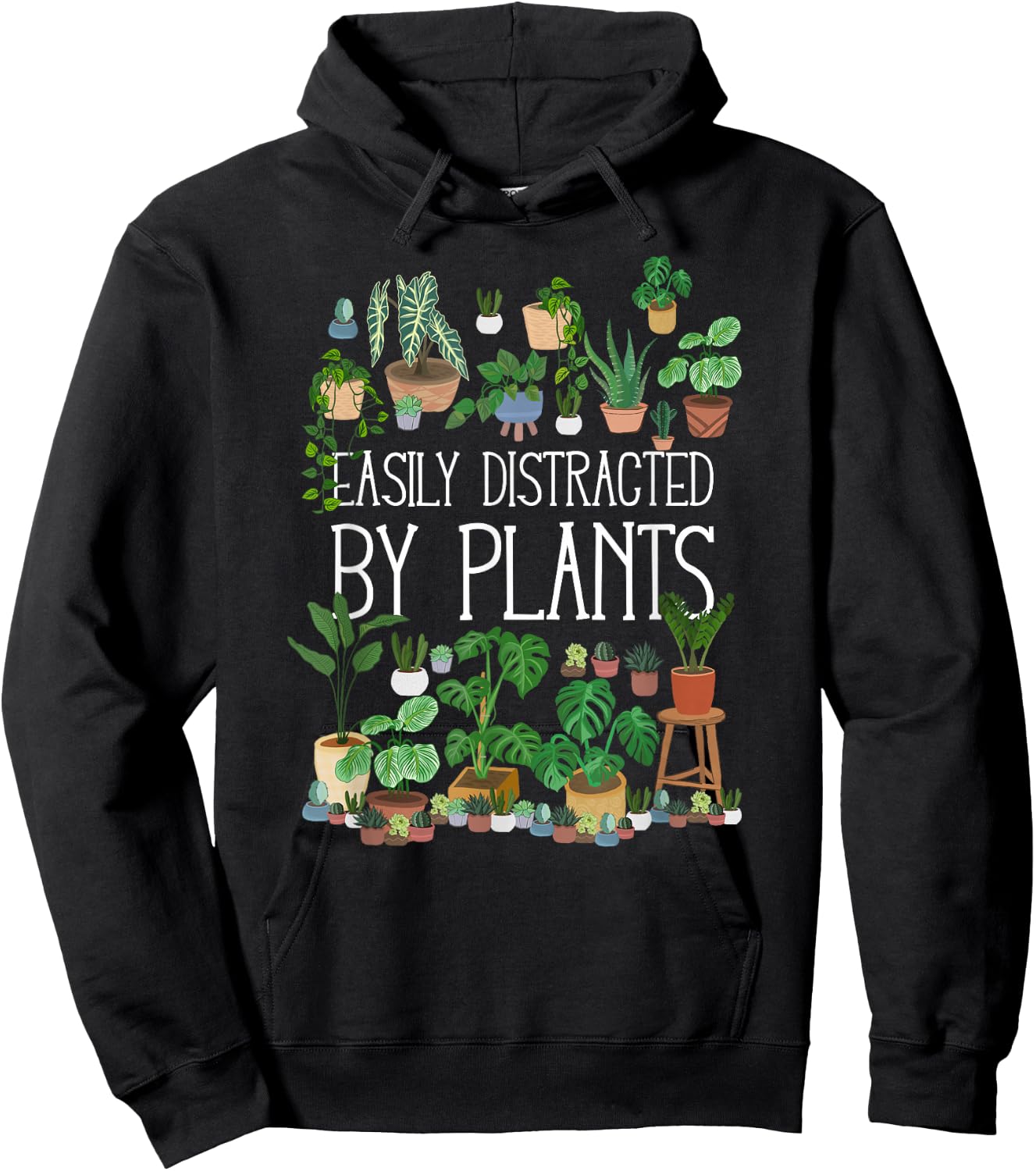 Easily Distracted By Potted Plants Hoodie - Hoodie | Black