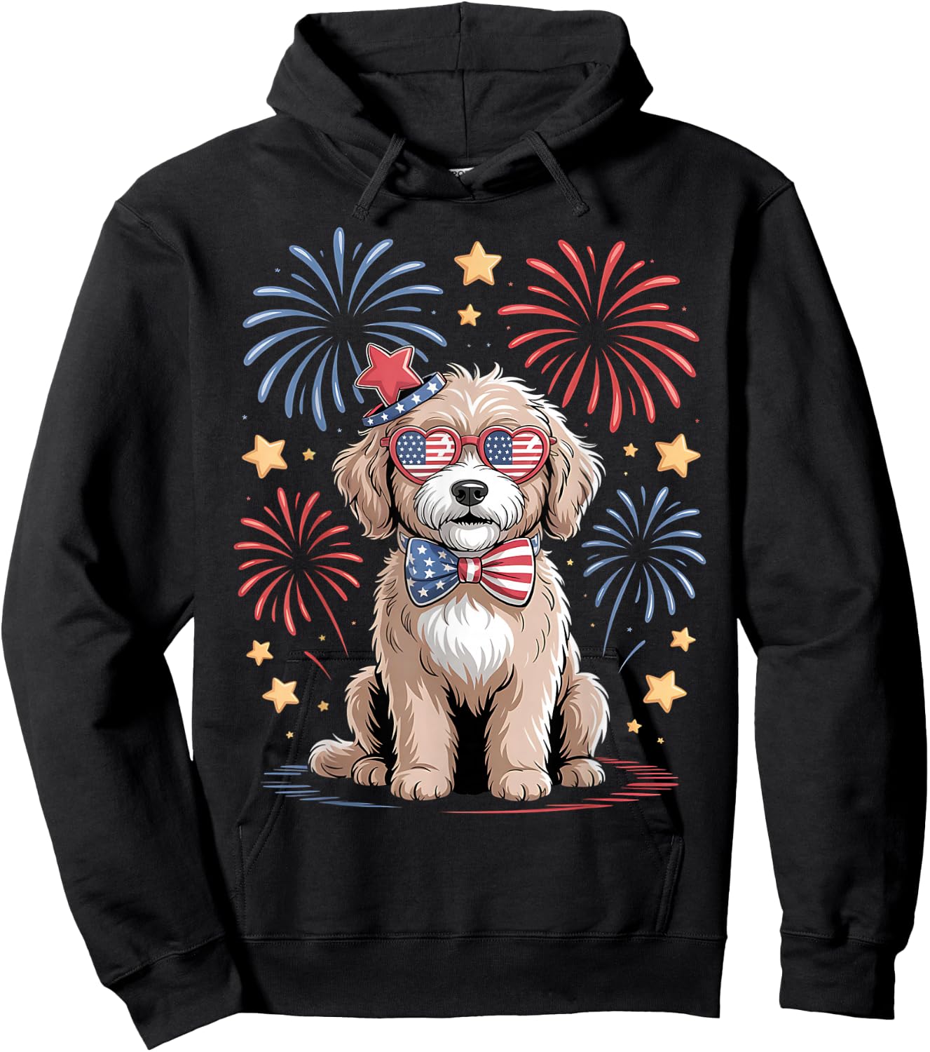 Goldendoodle 4th of July Patriotic Golden Doodle Dog Women Hoodie - Hoodie | Black