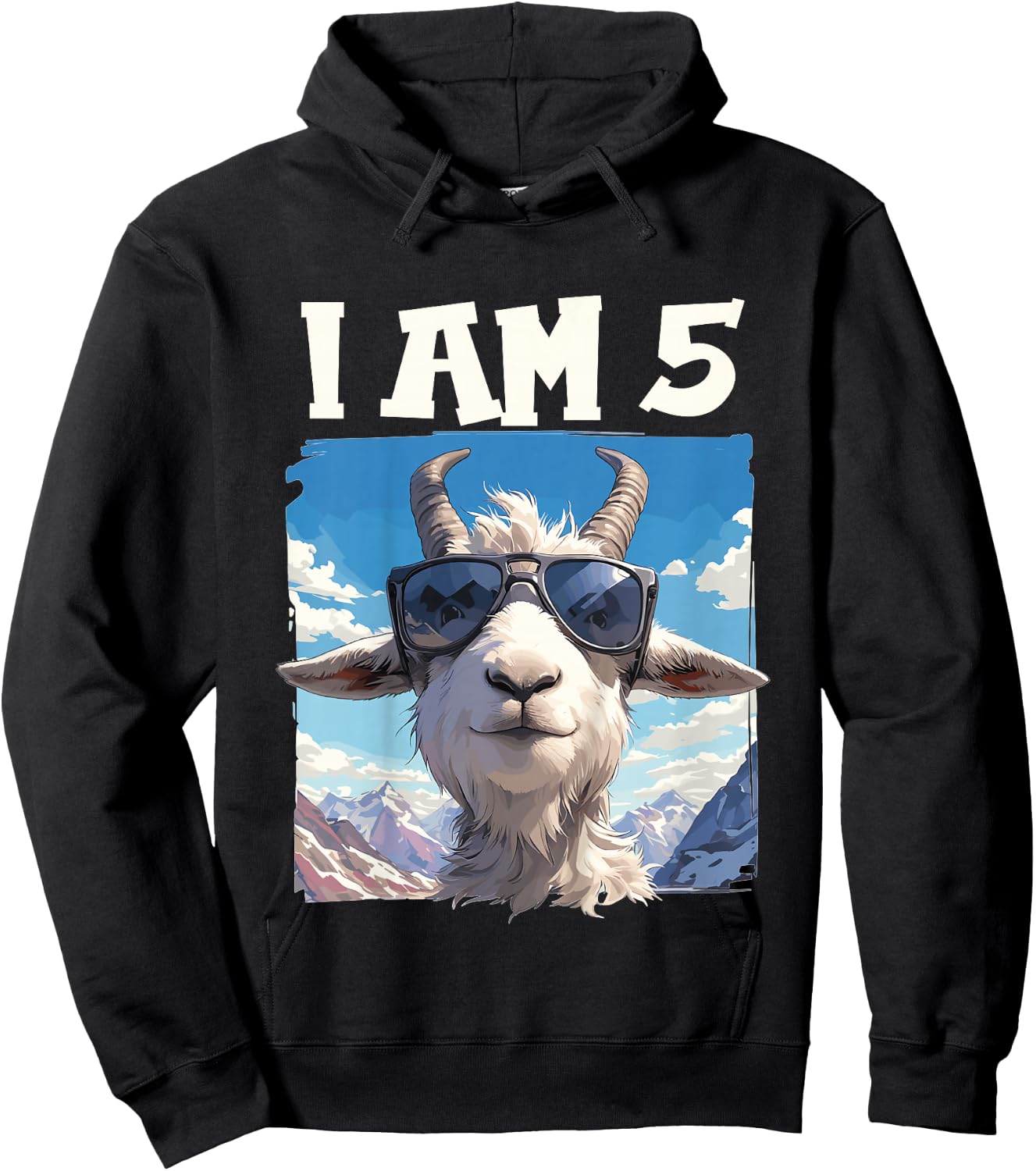Kids 5 Years old 5 birthday Goats Boy Girl Goat Hoodie - Hoodie | Black