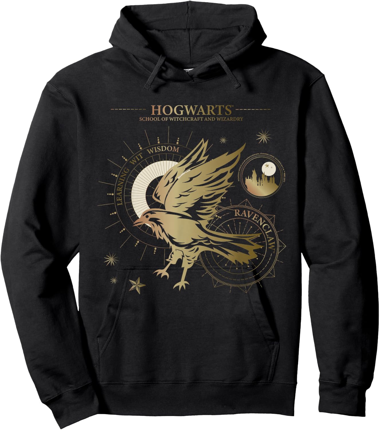 Harry Potter Learning, Wit, Wisdom, Ravenclaw Hoodie - Hoodie | Black