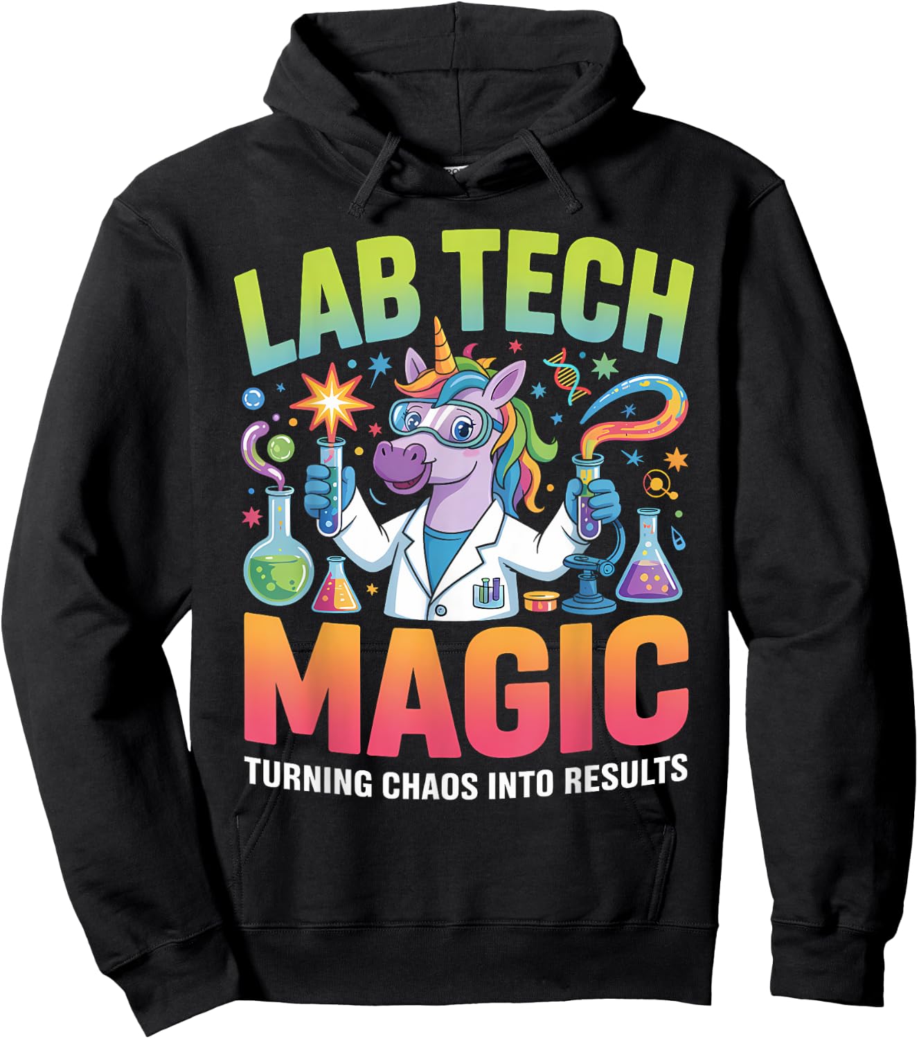 Funny Lab Technologist Unicorn Science Magic Clinical Tech Hoodie - Hoodie | Black