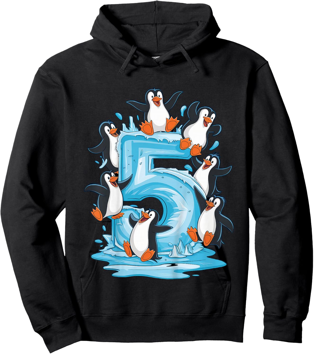 Kinder Pinguine 5. Geburtstag Jungen Mädchen 5 Jahre Pinguin Hoodie - Hoodie | Black