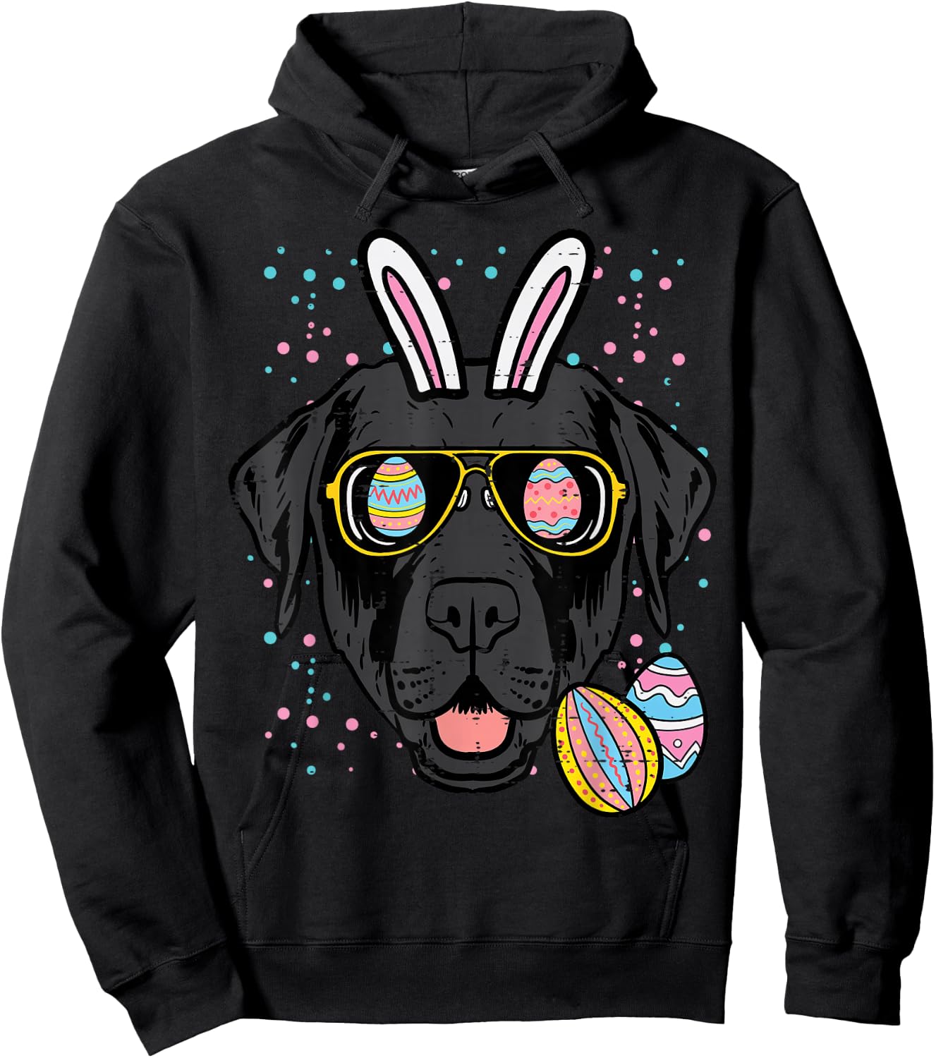 Easter Bunny Black Labrador Face Dog Lover Men Women Kids Hoodie - Hoodie | Black