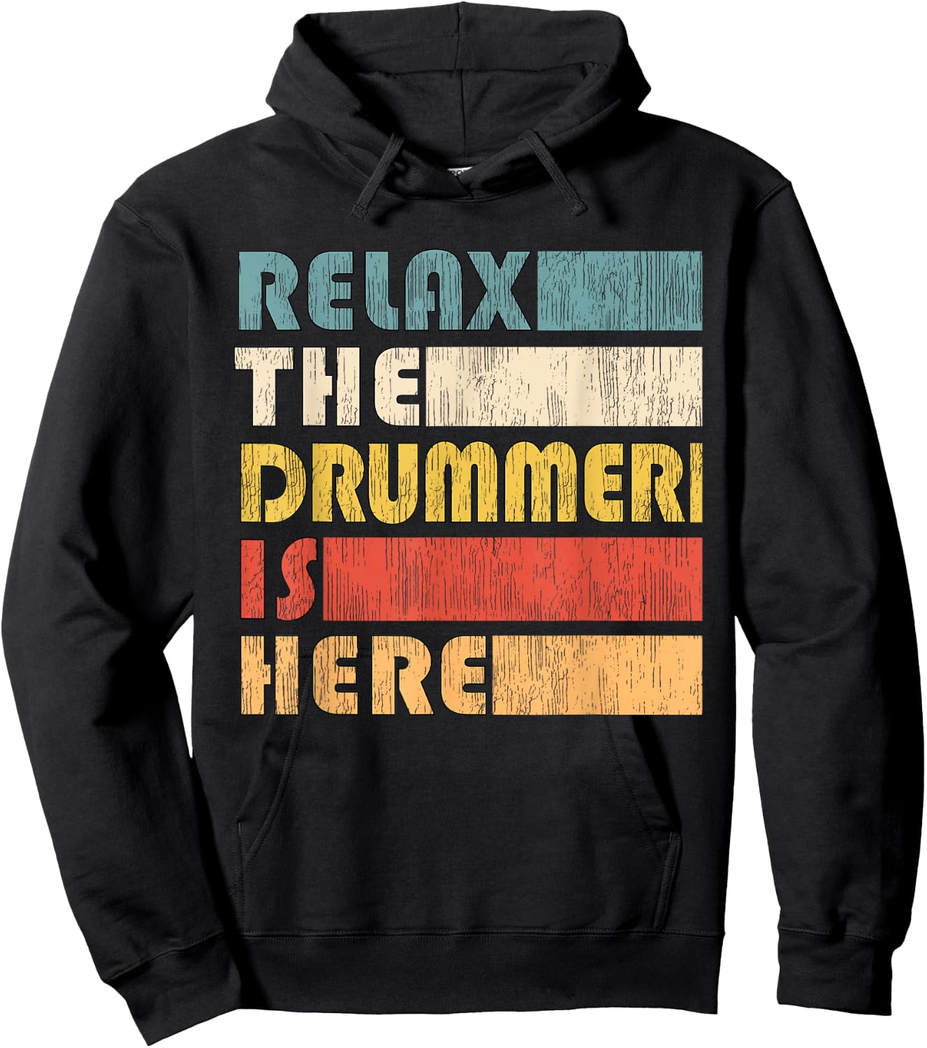 Vintage Drumset Instrument Gifts Relax The Drummer Is Here for Drumset Musician Adult Black Short Sleeve Small Hoodie - Hoodie | Black