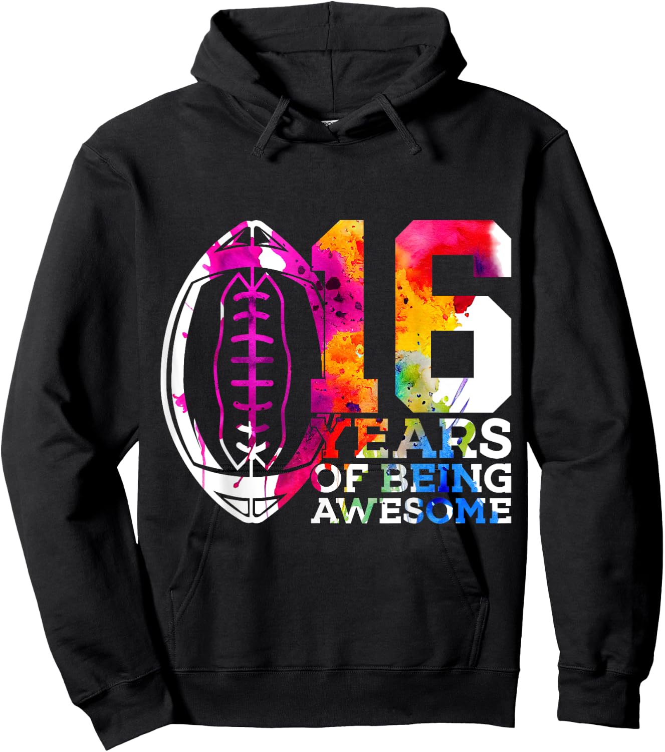 16 Years of Being Awesome Football 16th Birthday Hoodie - Hoodie | Black