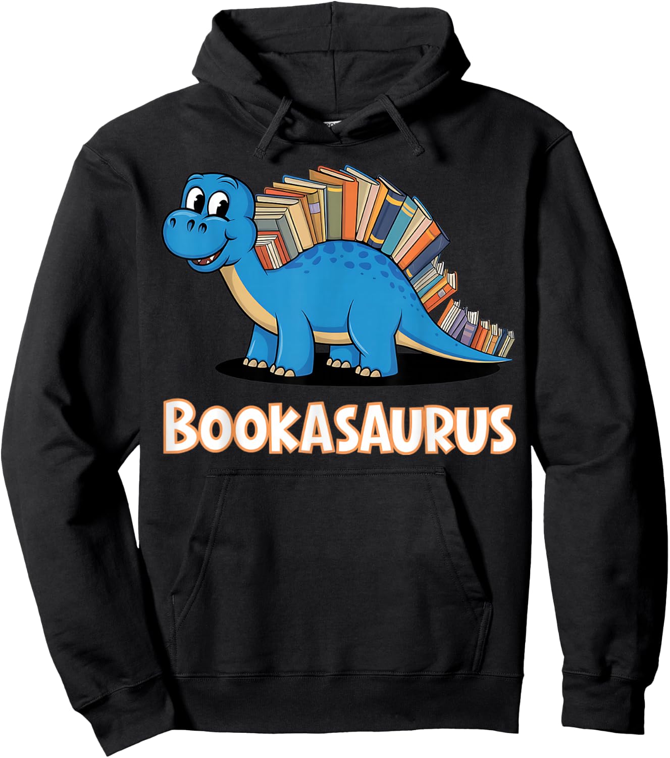 Bookasaurus Funny Kids Dinosaur Reading Pun Hoodie - Hoodie | Black