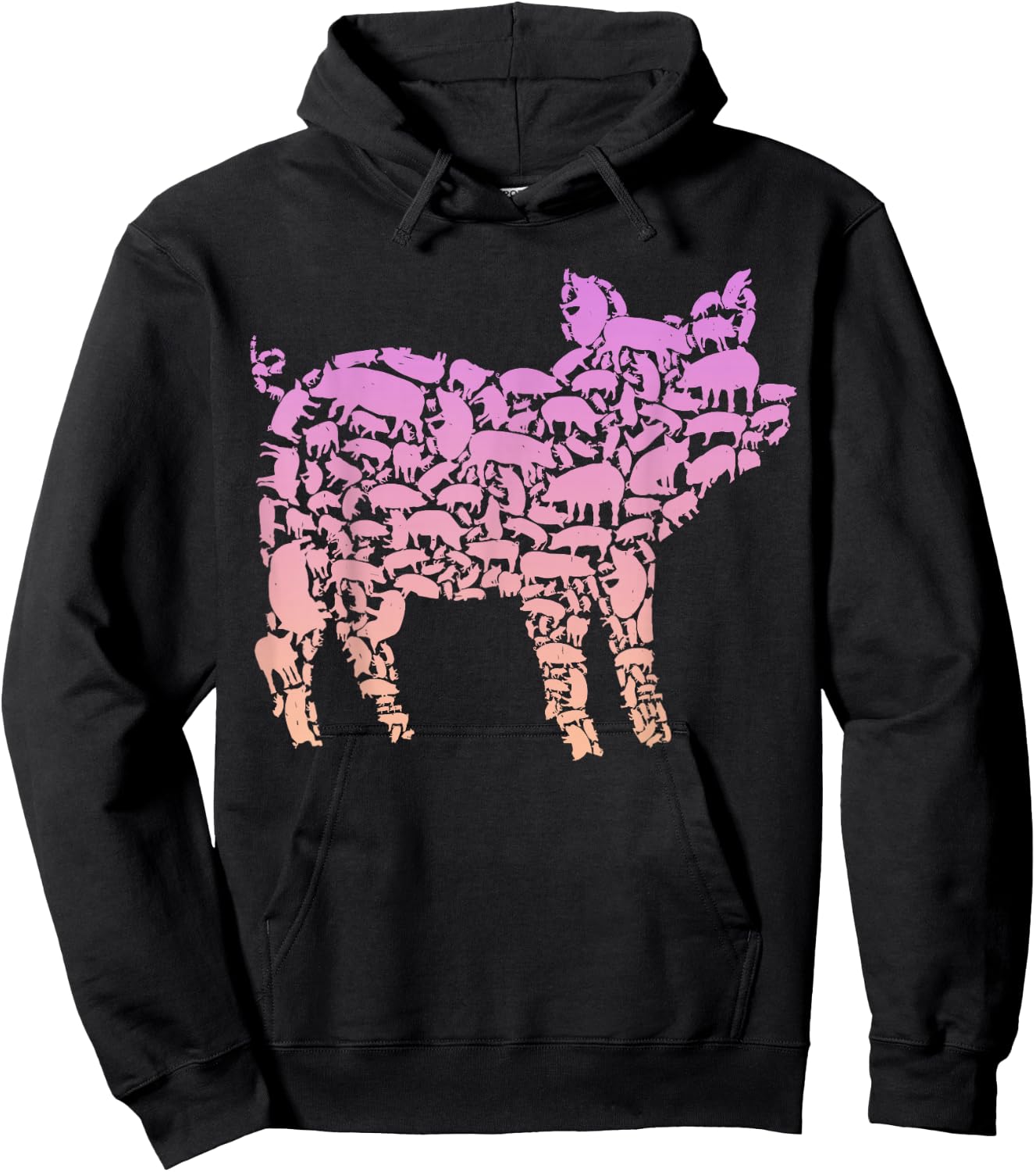 Silhouette Pigs Design for Pig Lover | Girls Pig Hoodie - Hoodie | Black
