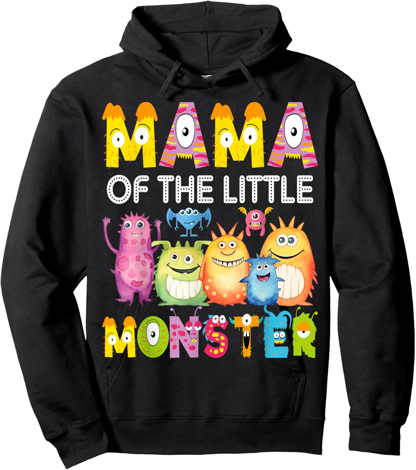 Mama Of The Little Monster 1St Birthday Boy Party Hoodie - Hoodie | Black