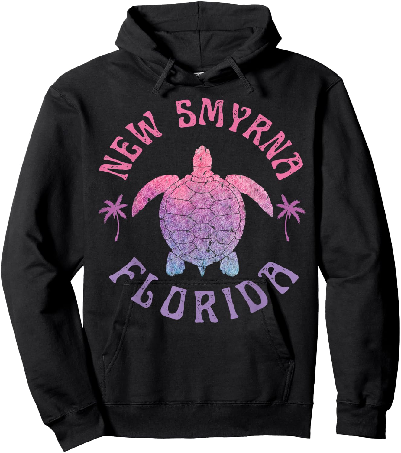 New Smyrna Beach Florida Sea Turtle Summer Vacation Vintage Men Women Kids Hoodie - Hoodie | Black