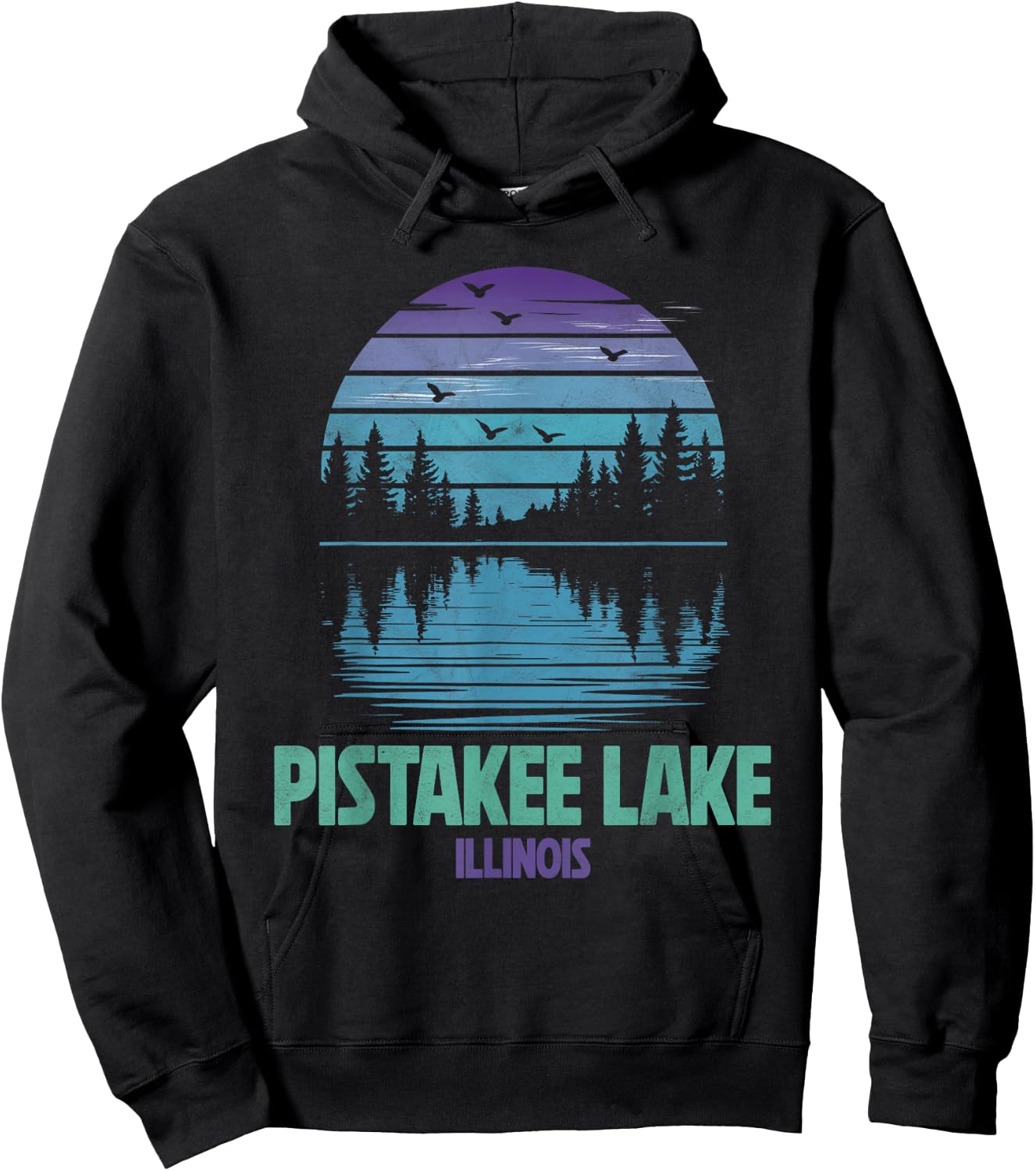 Pistakee Lake Illinois Outdoors Vintage Hoodie - Hoodie | Black