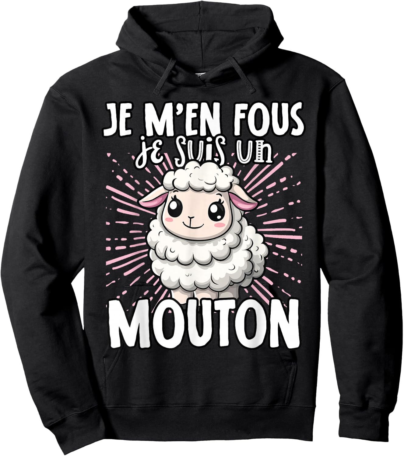 Je M'en Fous Je Suis Un Mouton Mouton Mignon , Black, S Hoodie - Hoodie | Black