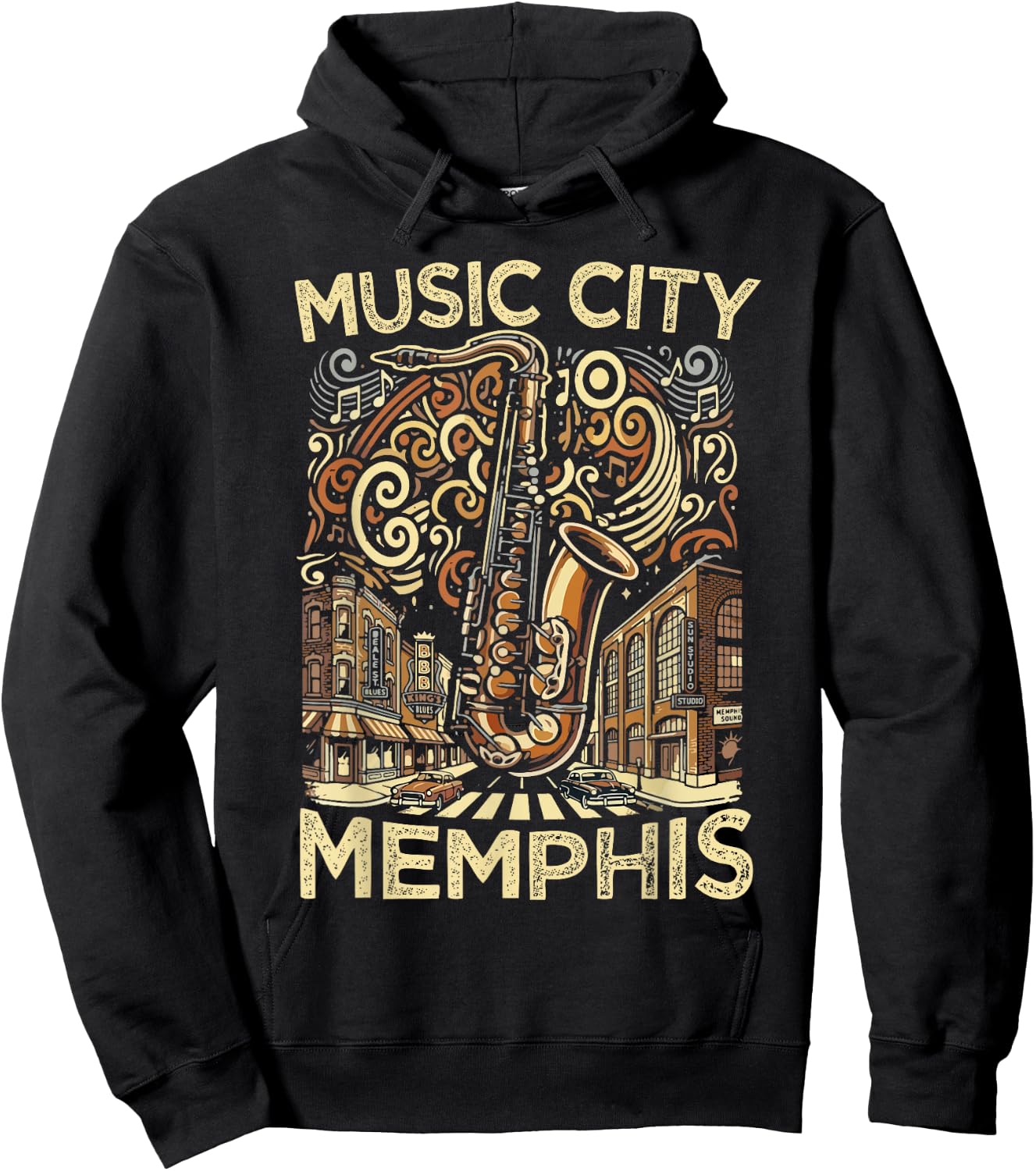 Music City Memphis Souvenir Men Women Tennessee Memphis Hoodie - Hoodie | Black