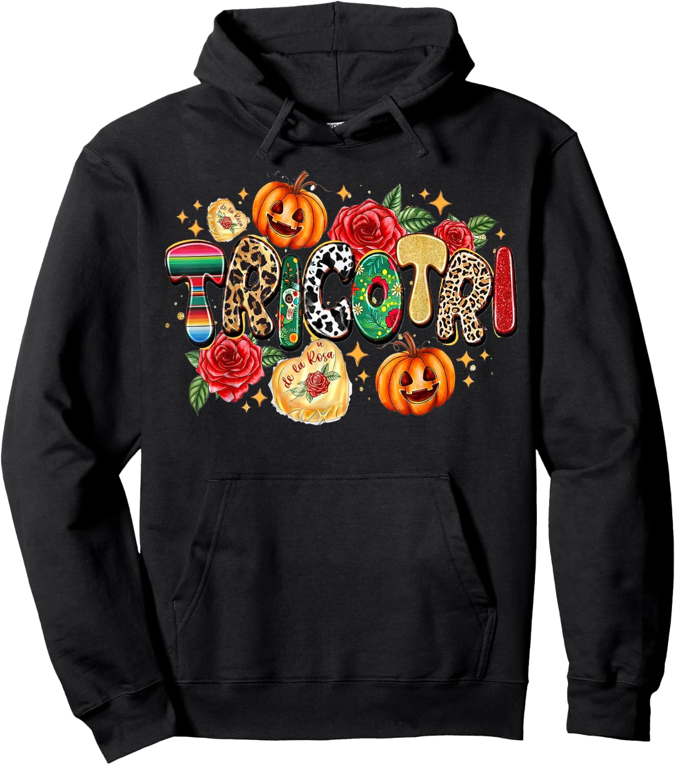 Tricotri With Candies, Happy Halloween, Spooky Vibes Hoodie - Hoodie | Black