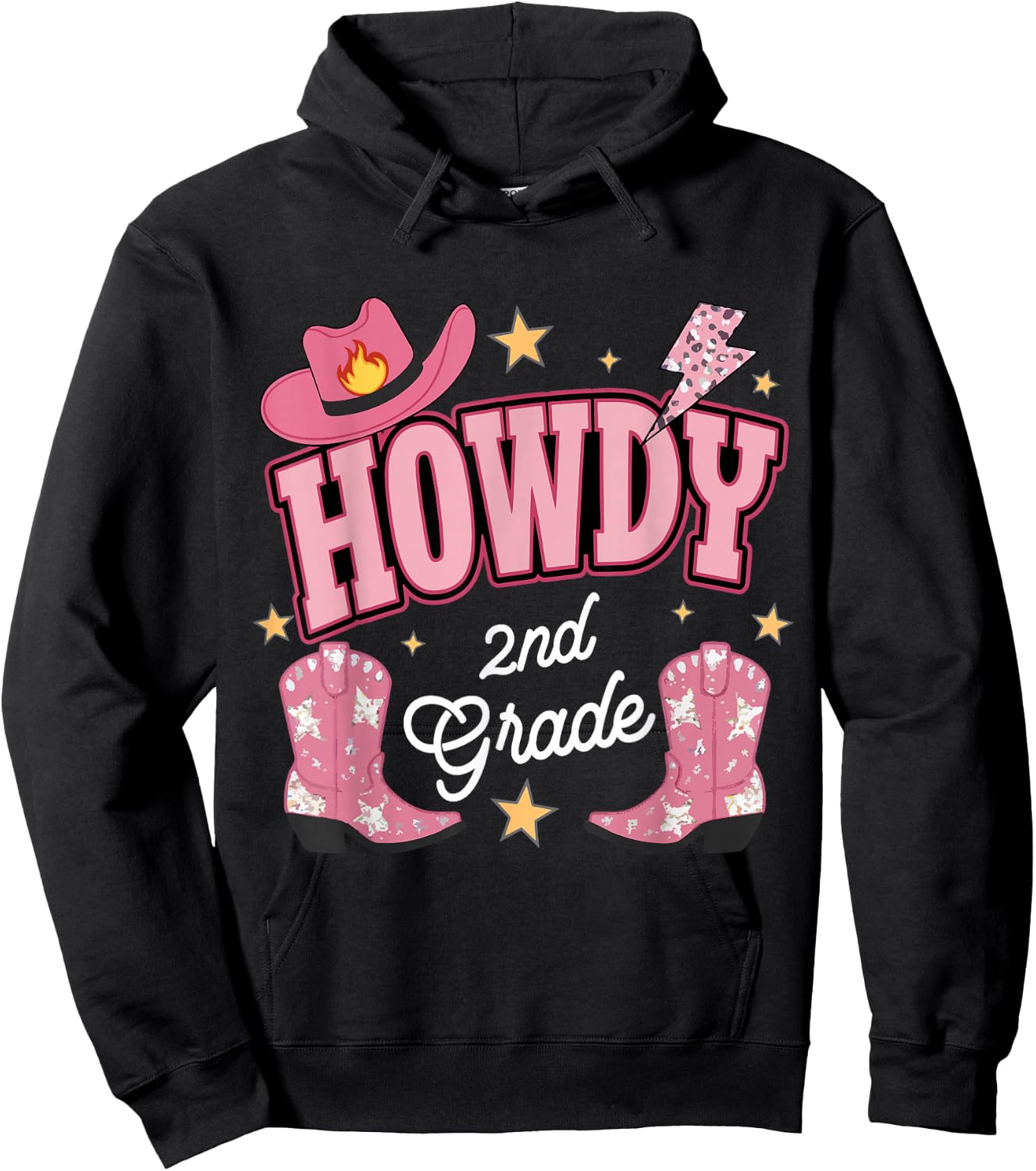 Howdy Second Grade Western 2nd Grade Teacher Cowboy Cowgirl Hoodie - Hoodie | Black