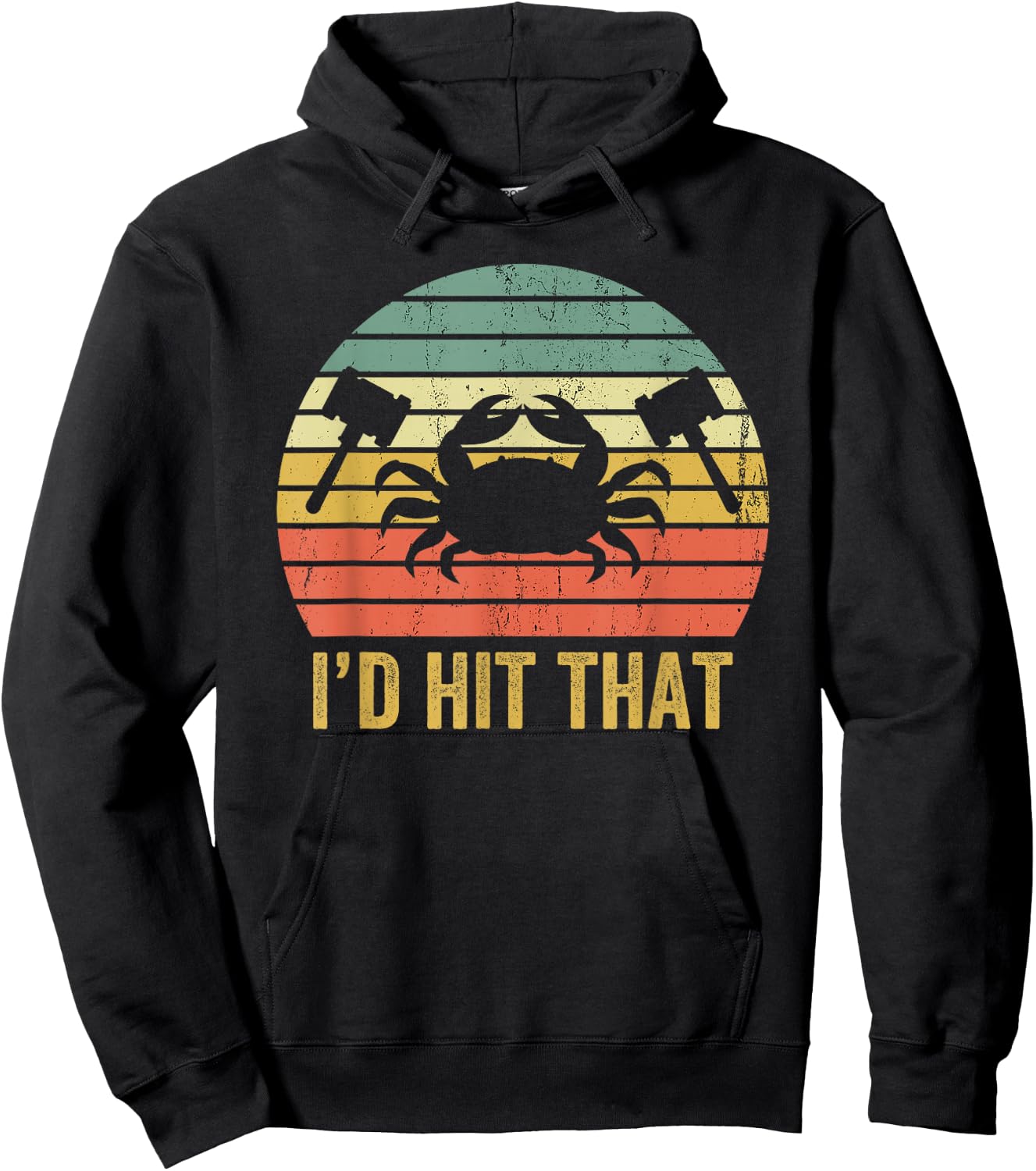 Vintage Crab Lover Retro Funny Maryland Seafood Fan Hoodie - Hoodie | Black