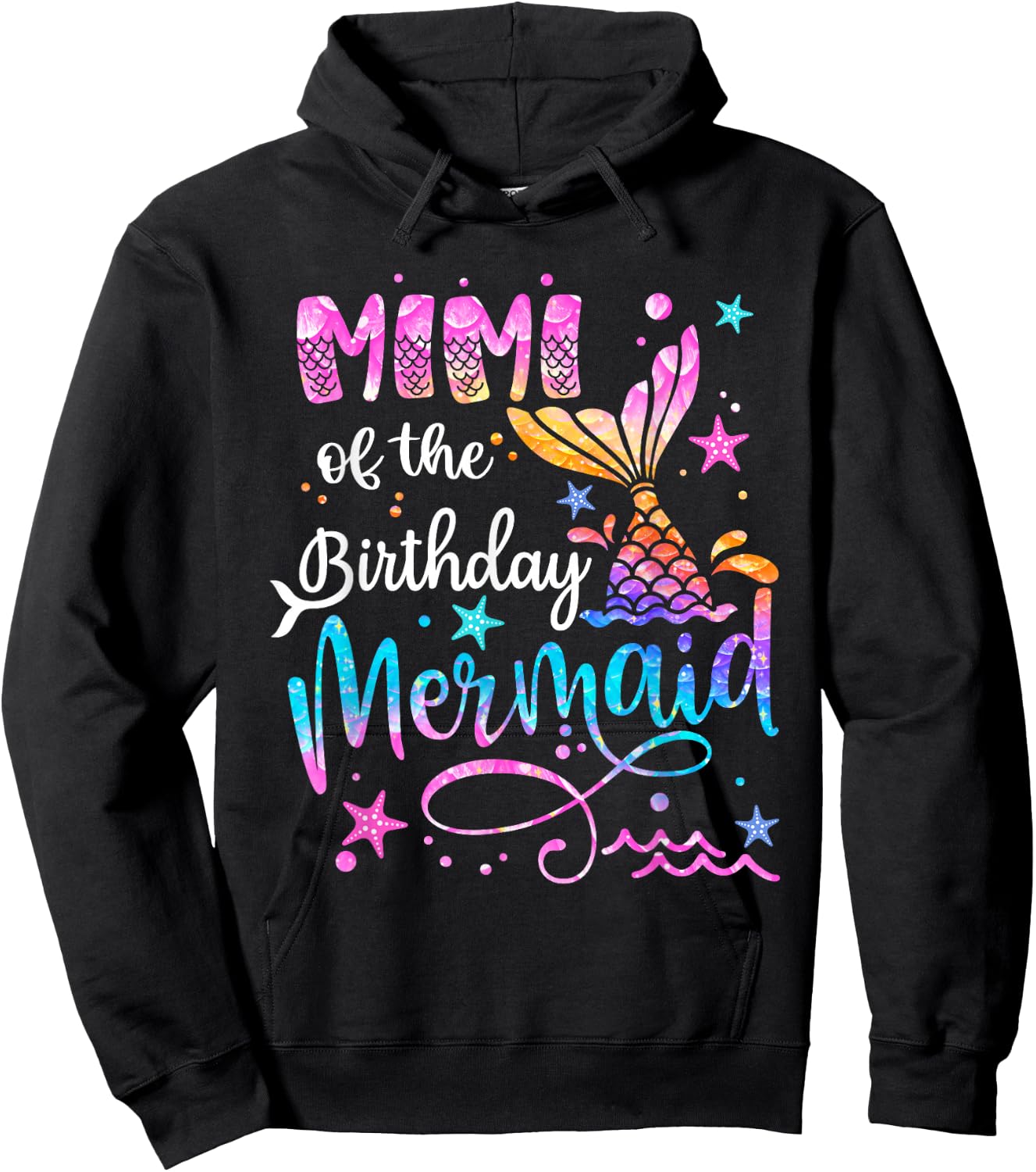 Mimi Of The Birthday Mermaid Matching Family 1st Birthday Hoodie - Hoodie | Black