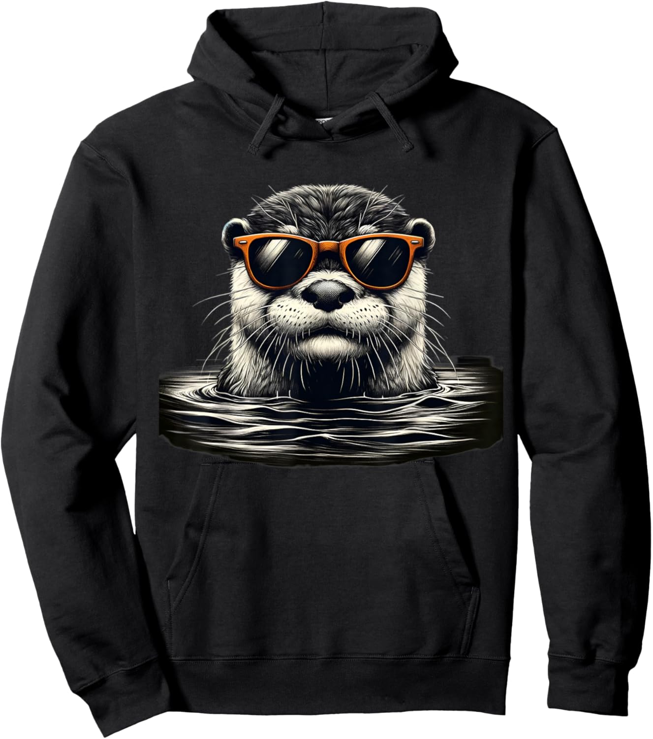 Otter with Sunglasses looking out of water Hoodie - Hoodie | Black